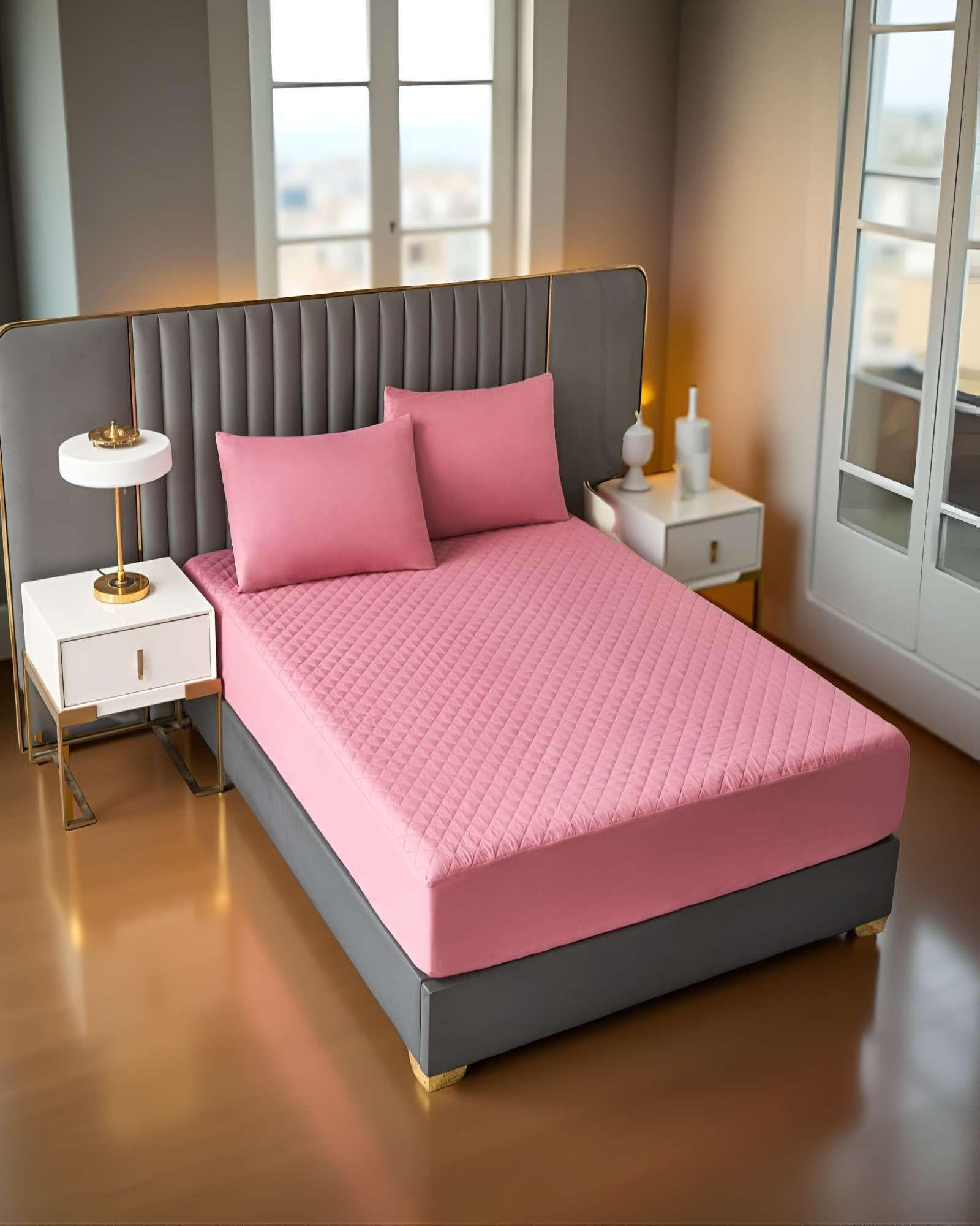 CUBRECOLCHON IMPERMEABLE PLAZA Y MEDIA COLOR ROSA-3