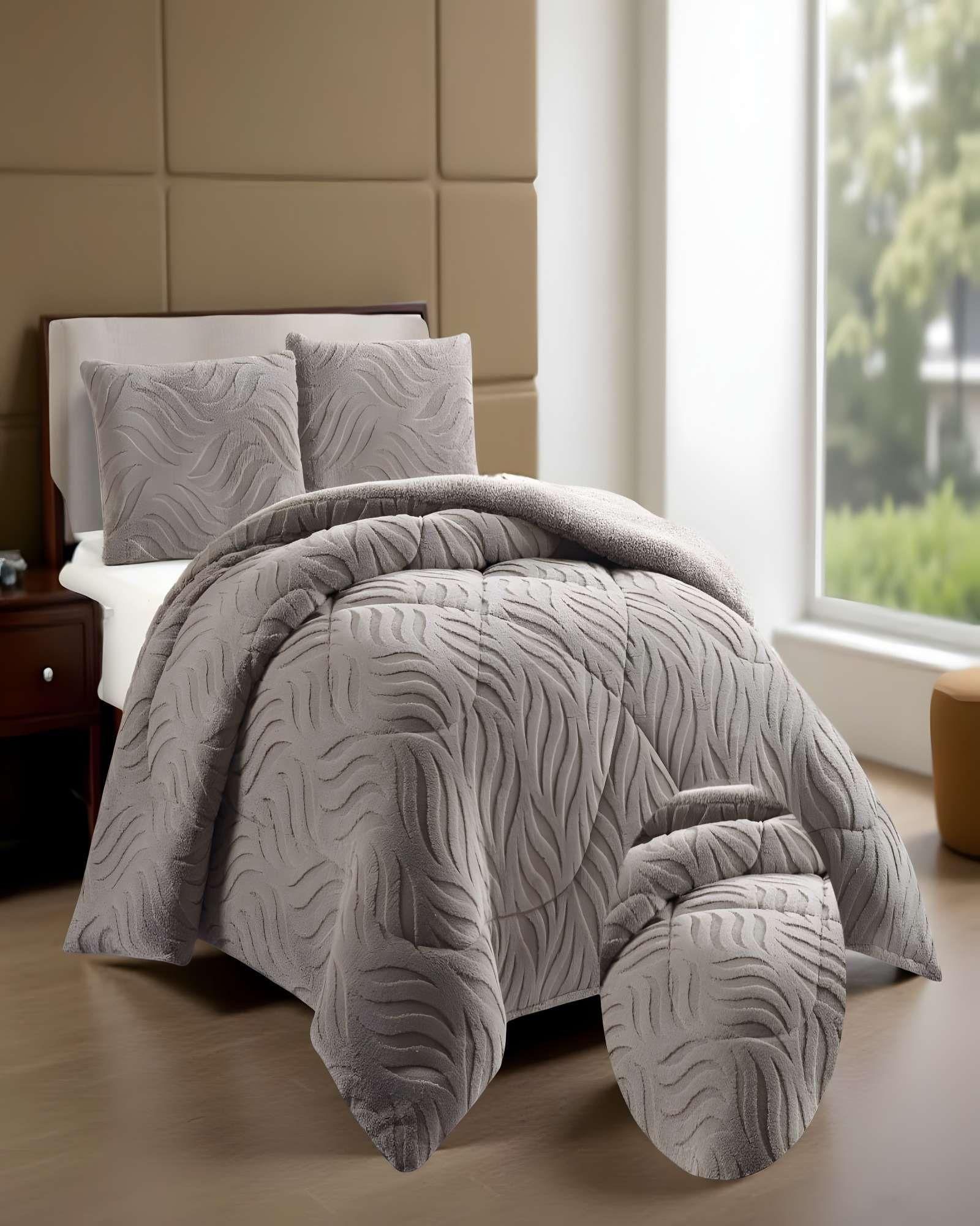 COBERTOR SHERPA TEXTURIZADO RB 2 PLAZAS GRIS-2