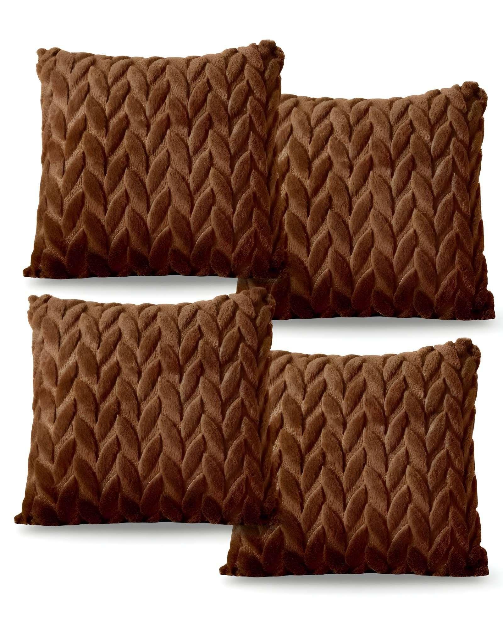 SET DE 4 FUNDAS DE COJINES DISEÑO ESPIGA 45CM X 45 CM MARRON-2