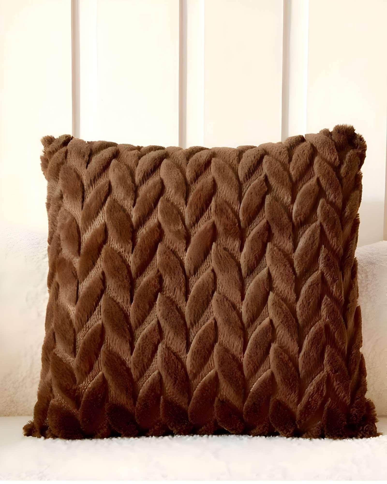 SET DE 4 FUNDAS DE COJINES DISEÑO ESPIGA 45CM X 45 CM MARRON-3