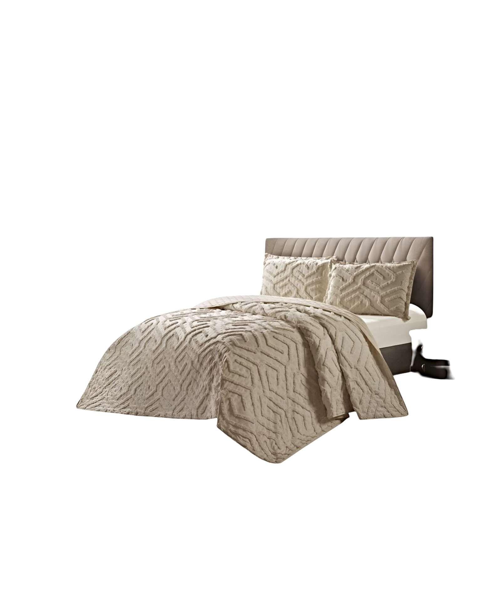 CUBRECAMA QUILT CON DISEÑO RELIEVE PLAZA Y MEDIA 180 x 230 cm 04-1