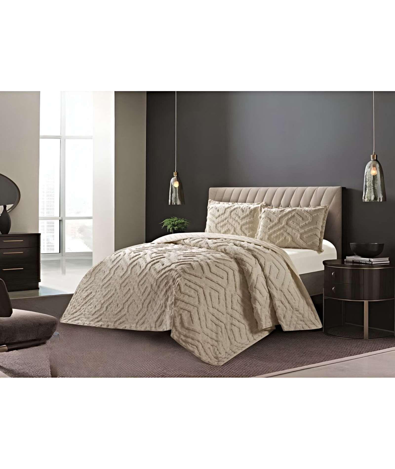 CUBRECAMA QUILT CON DISEÑO RELIEVE PLAZA Y MEDIA 180 x 230 cm 04-3