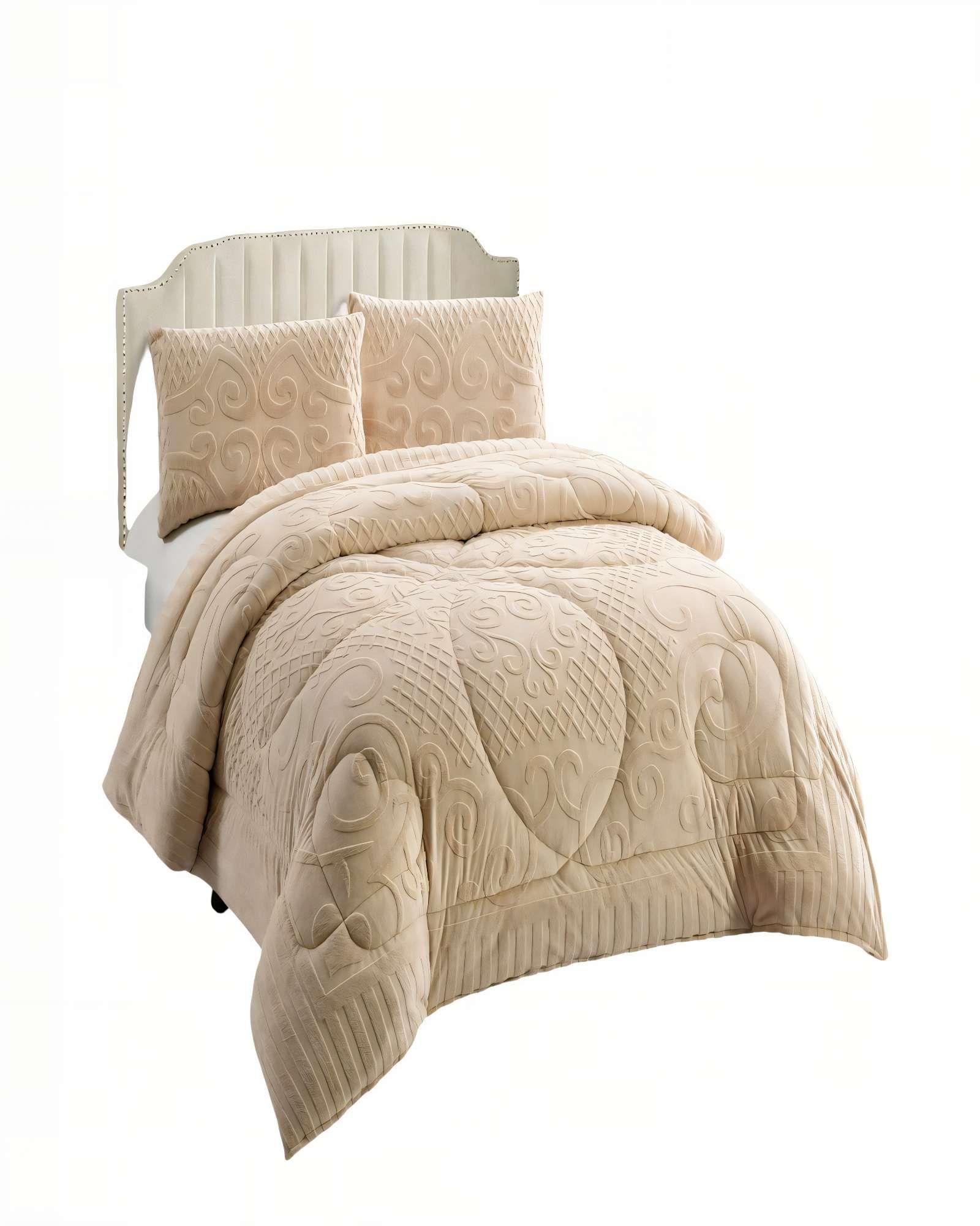 PLUMON PREMIUM CON TEXTURA DE RELIEVE  2 PLAZA COLOR BEIGE -0