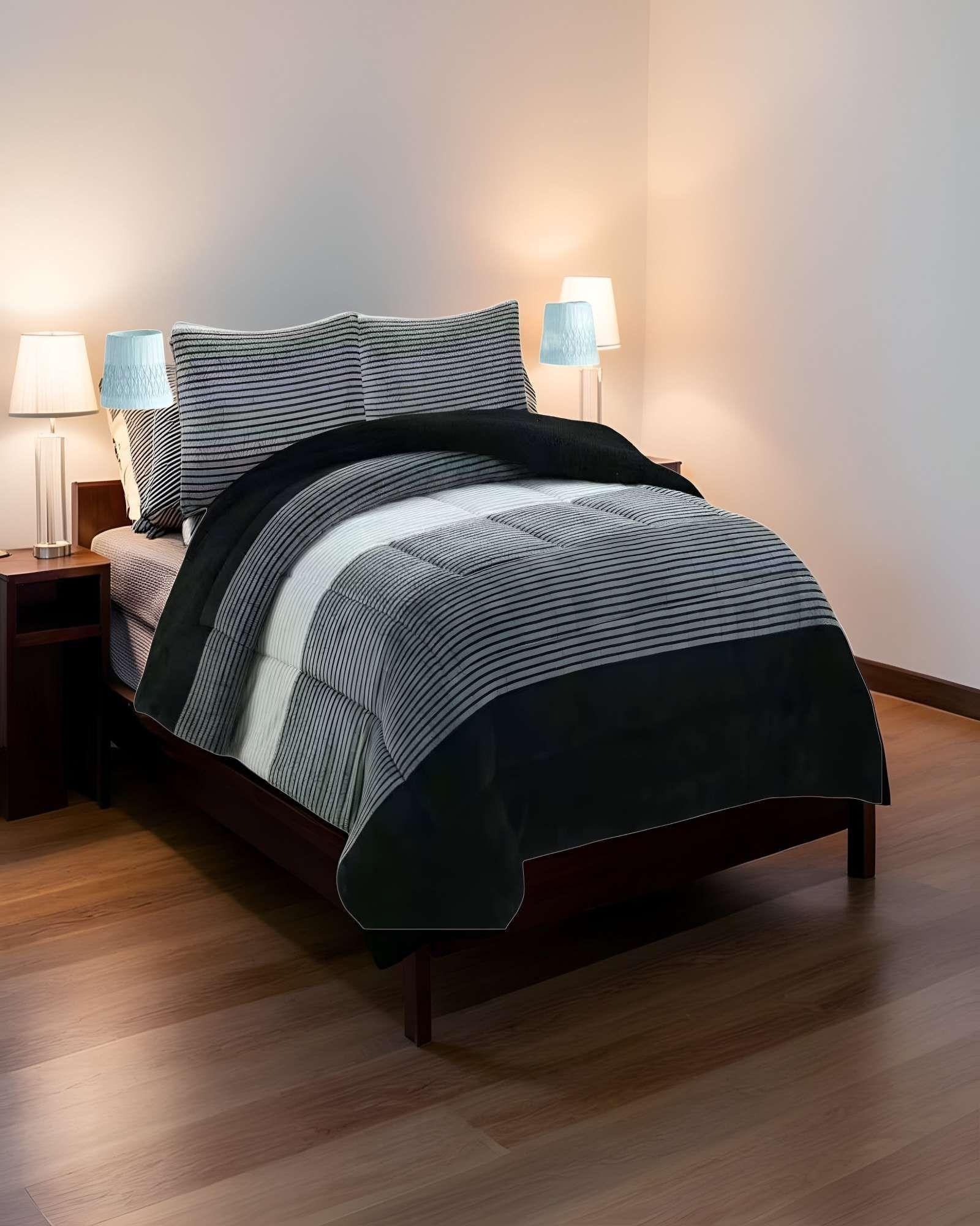 COBERTOR SHERPA PLAZA Y MEDIA 180X200CM GRIS B4-2