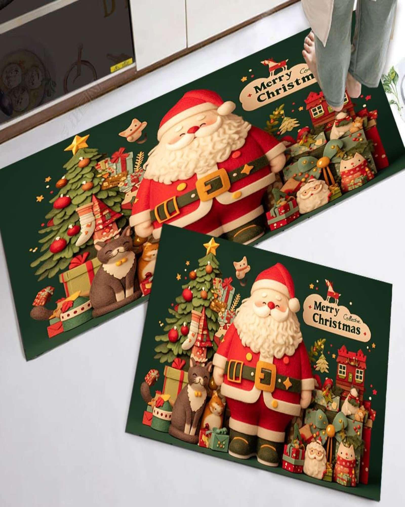 ALFOMBRA DECORATIVA PARA COCINA CON DISEÑO NAVIDEÑO T08-3