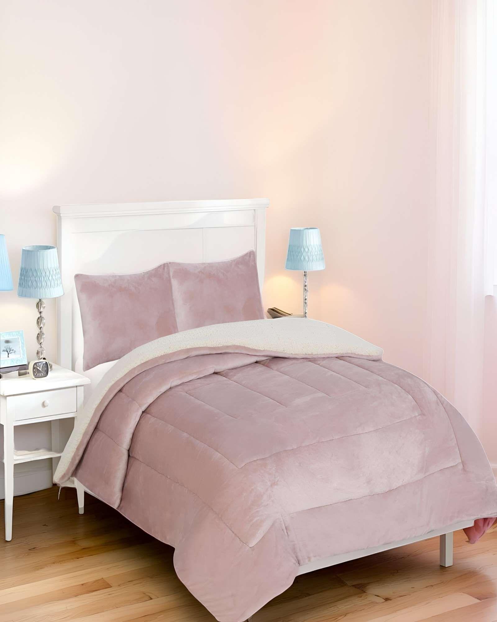 COBERTOR SHERPA PLAZA Y MEDIA 180X200CM ROSA B17-2