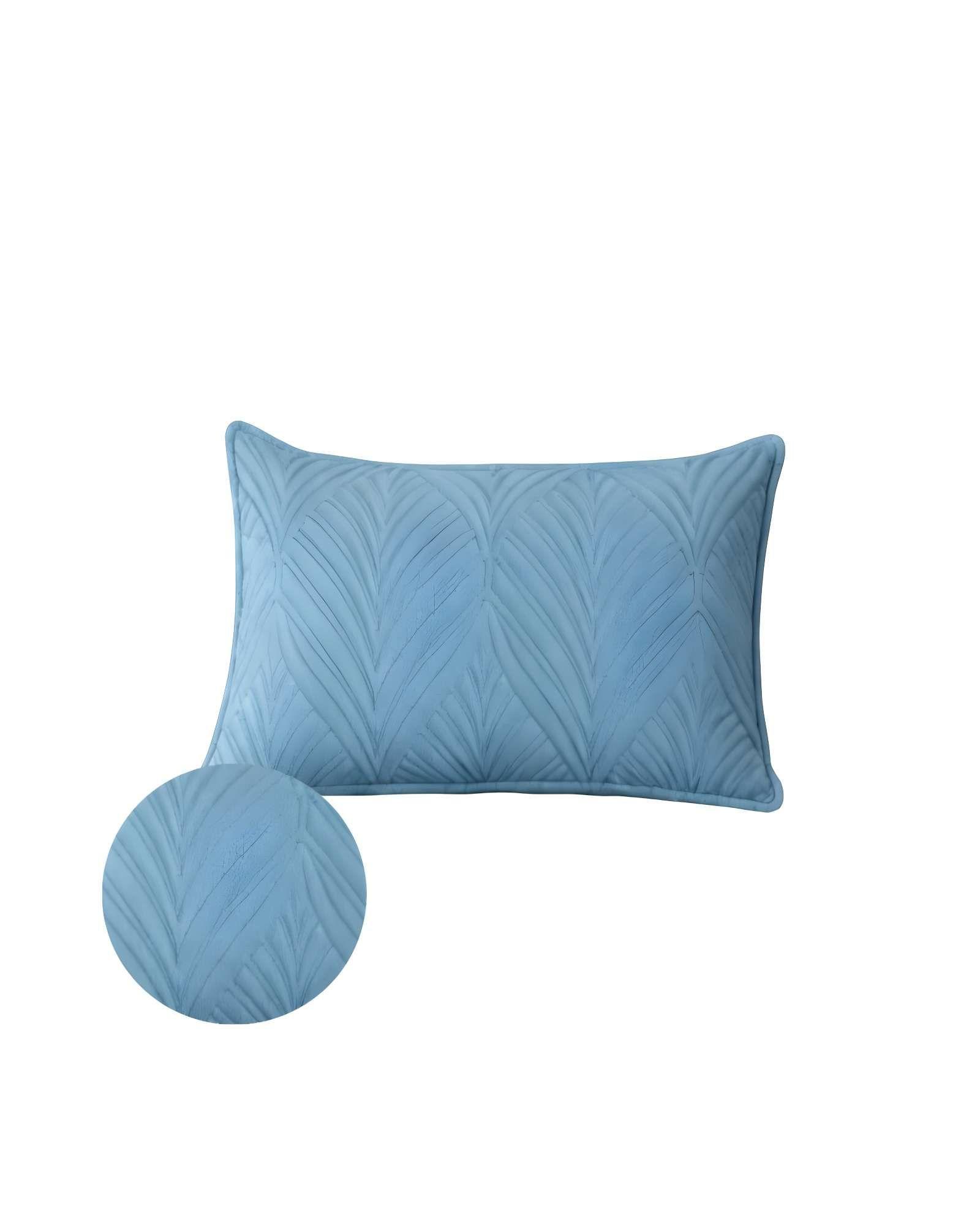 SET DE 4 FUNDAS DE COJIN SERIE HOJAS 30X50 CM CELESTE-1