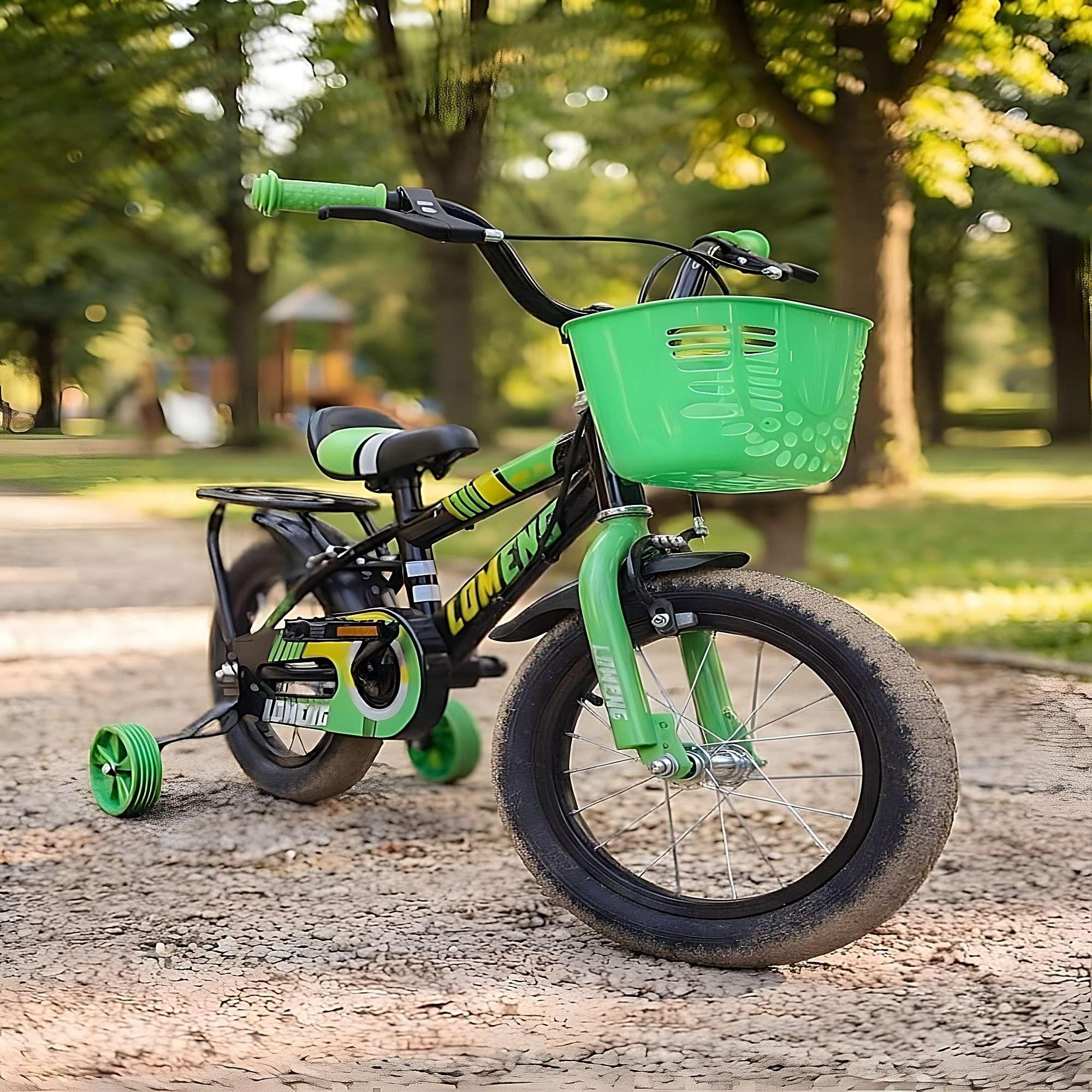 BICICLETA PARA NIÑOS ARO 14 CON RUEDITAS MAS KIT DE SEGURIDAD VERDE-2