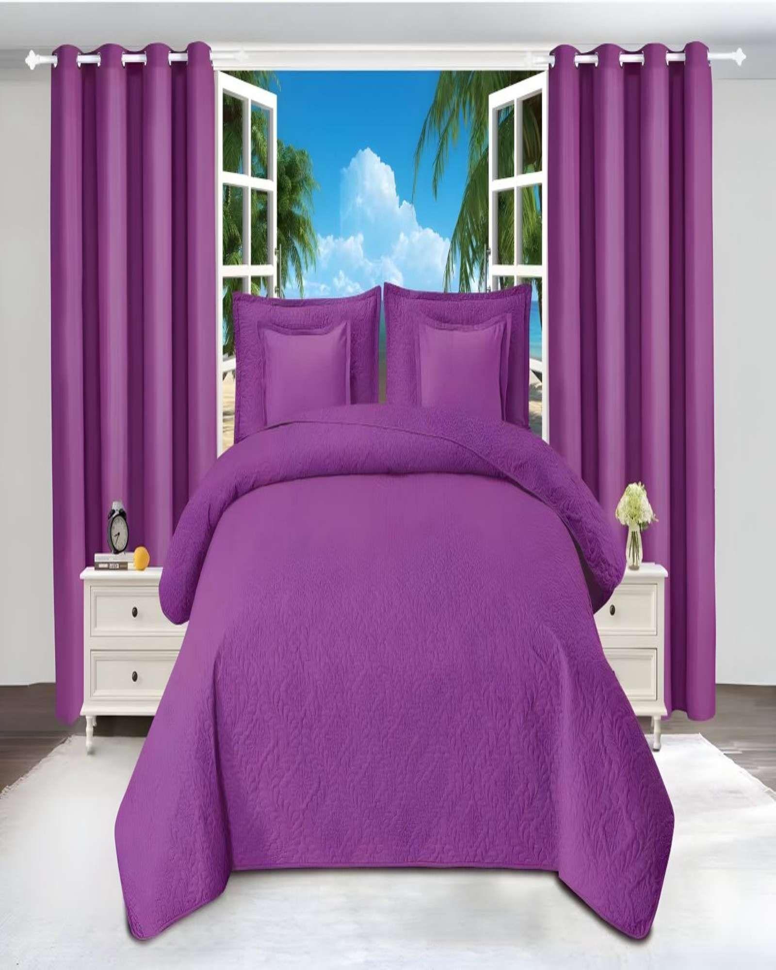 SET DE CAMA DE 9 PIEZAS INCLUYE CUBRECAMA MAS JUEGO DE SABANAS MAS CORTINAS 23-3