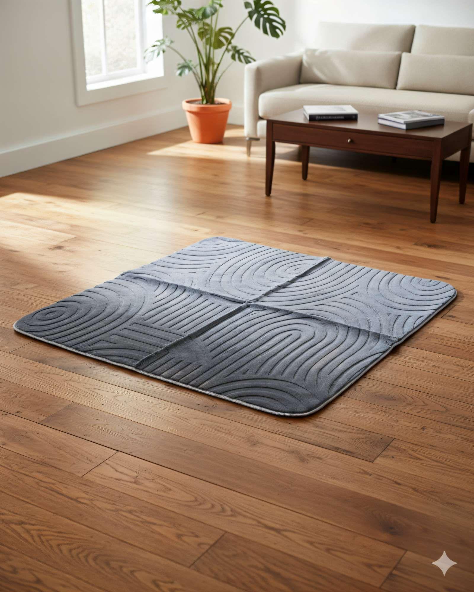 ALFOMBRA DECORATIVA TEXTURIZADA 150X200CM COLOR GRIS OSCURO-2