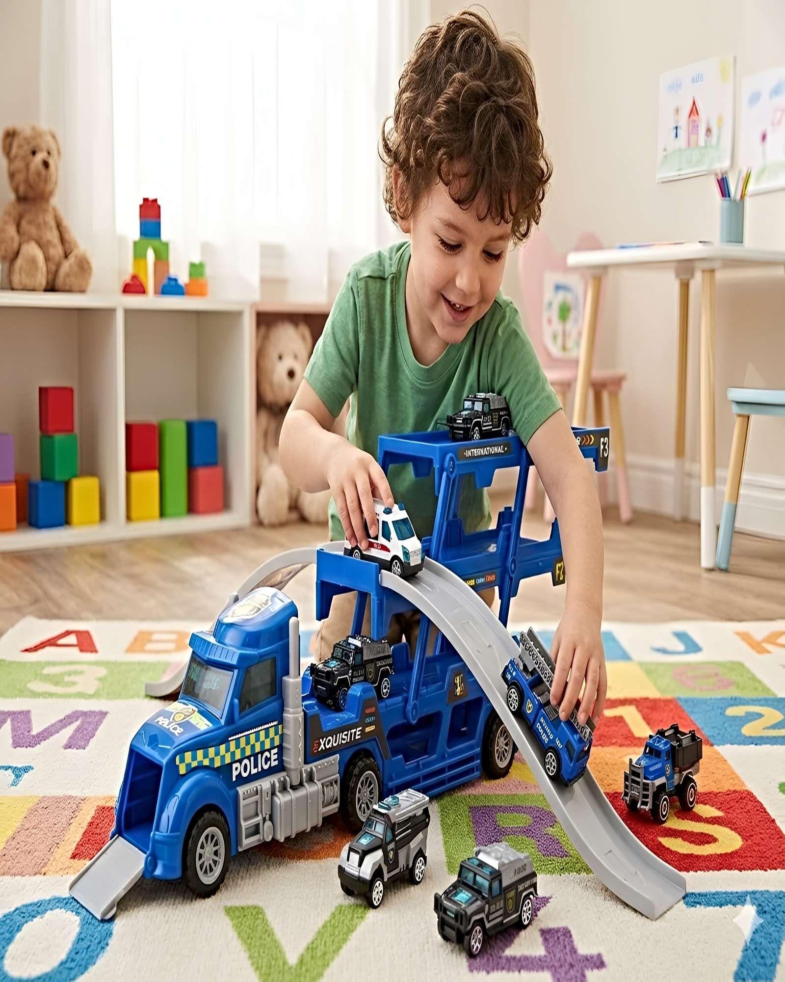 MEGA CAMION DE POLICIA CON RAMPA Y CARRITOS-4