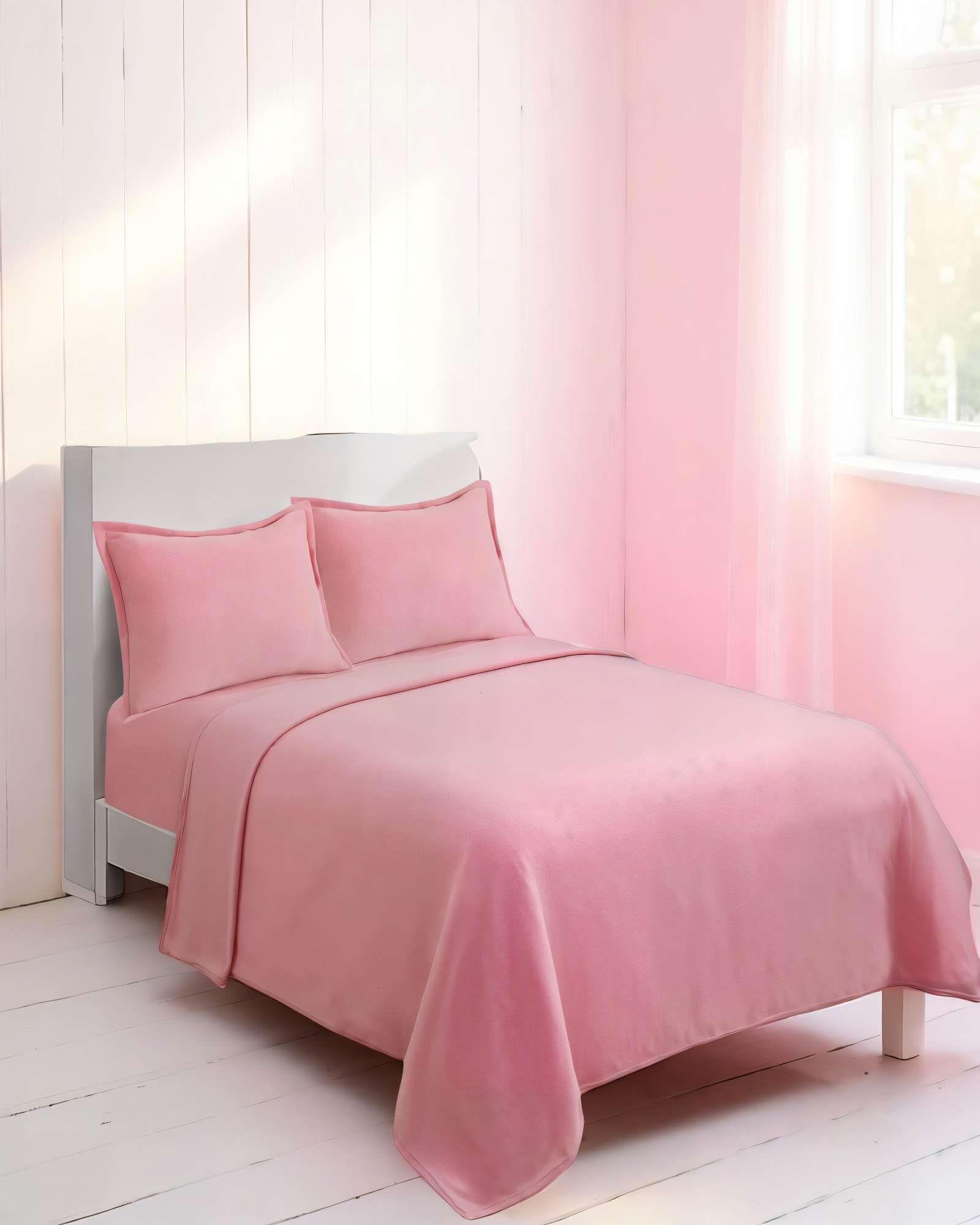 SABANA PREMIUM POLAR  PLAZA Y MEDIA  COLOR ROSADO -2