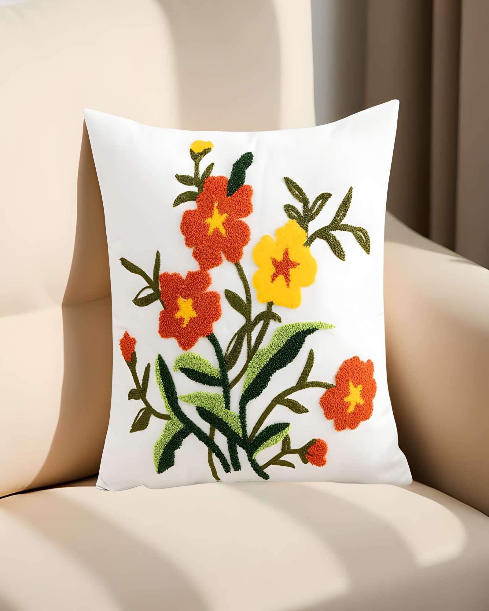 SET DE 4 FUNDAS DE COJIN BORDADAS 45X45CM BLANCO 15-3