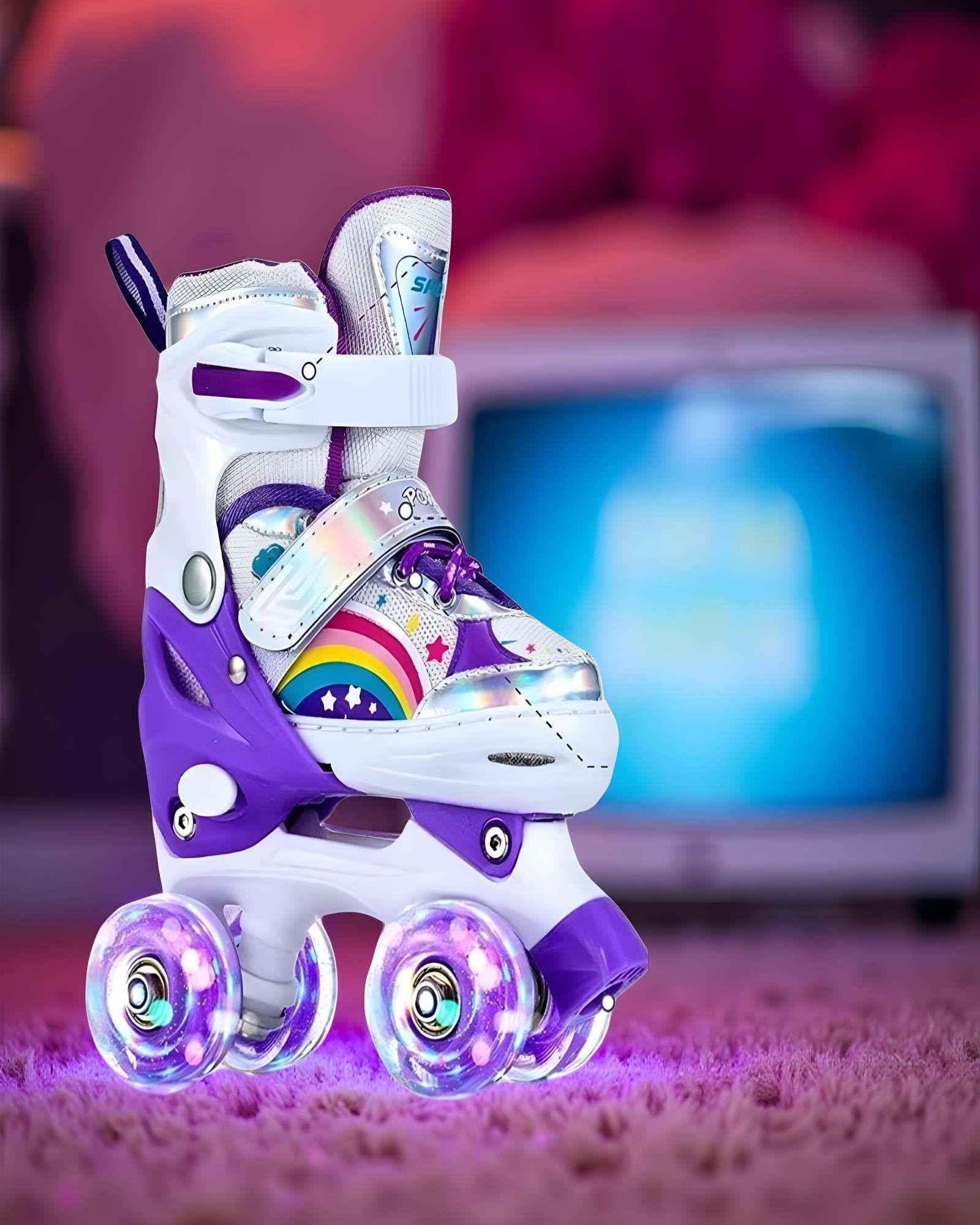 PATIN 4 RUEDAS CON LUCES MAS KIT TALLA M 35-38 MORADO-3