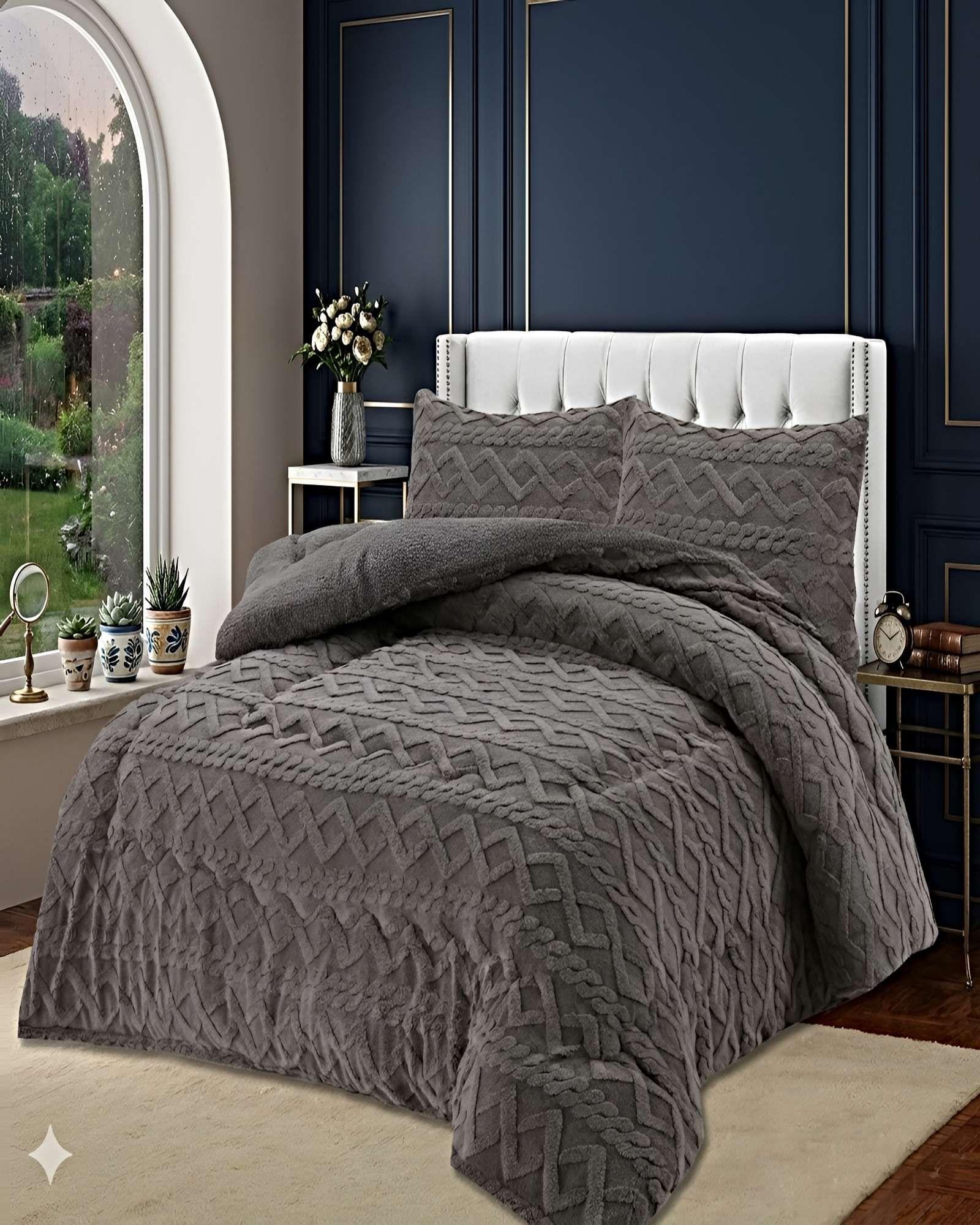 SET COBERTOR DE INVIERNO CON TEXTURA 1.5 PLAZA 180X200CM P GRIS-3