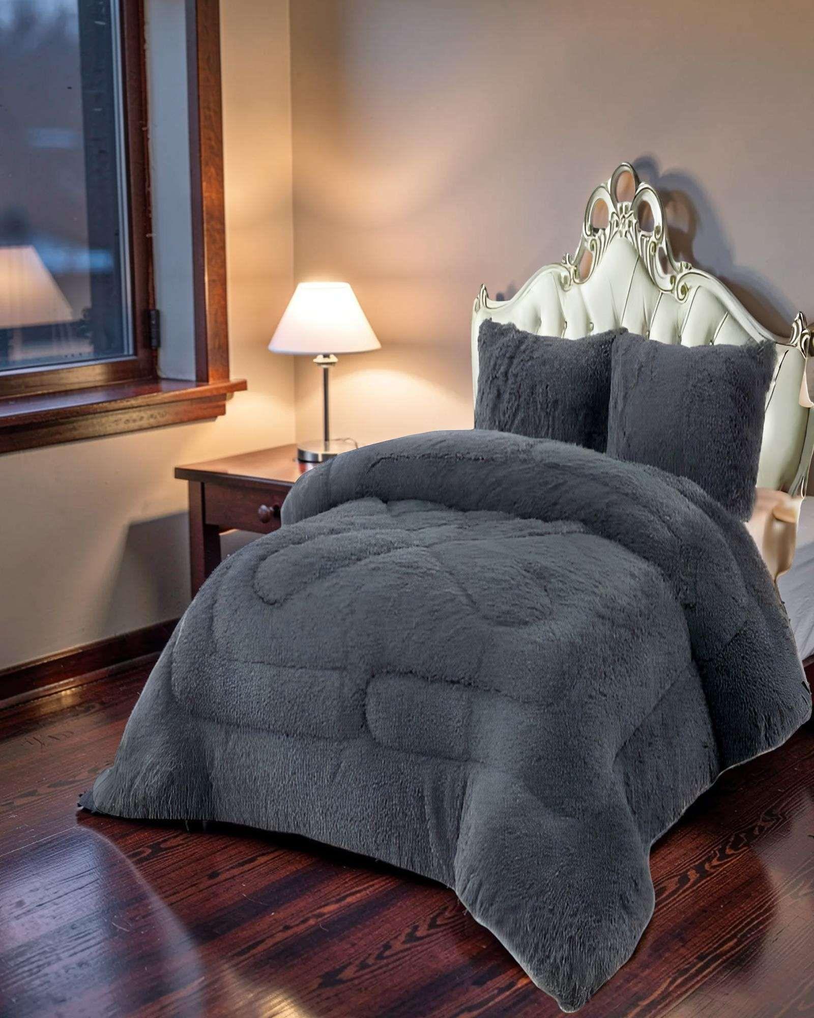 COBERTOR PELUDOS PREMIUM 2 PLAZAS 230CM X 250CM COLOR GRIS OSCURO-2