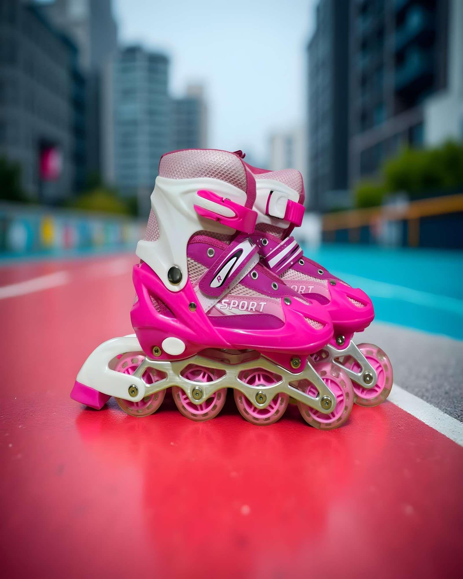 PATIN LINEAL CON LUCES MAS KIT TALLA M 35-38 ROSADO-2