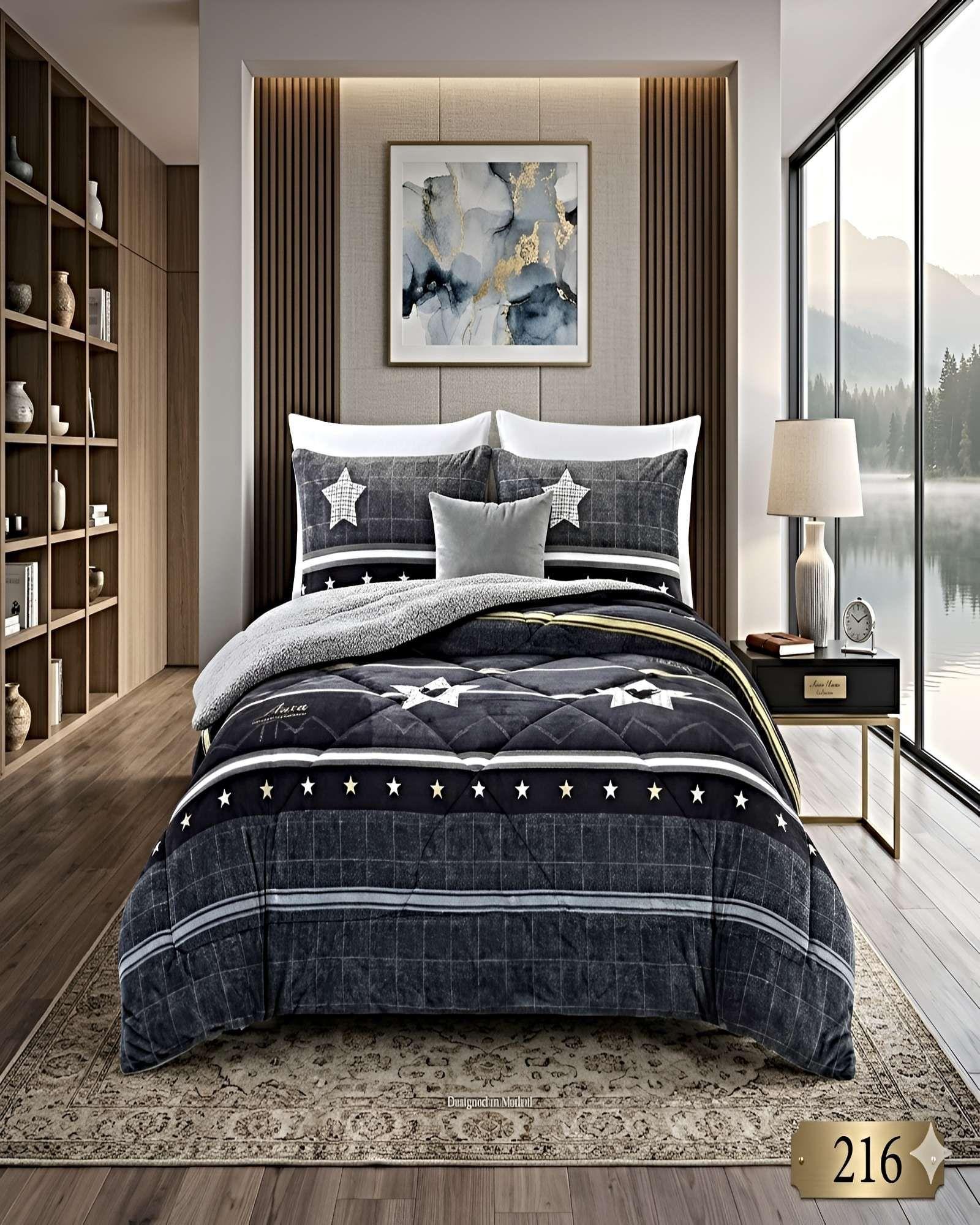 SET COBERTOR DE INVIERNO PLUSH 1.5 PLAZA 180X200CM GRIS OSCURO-2