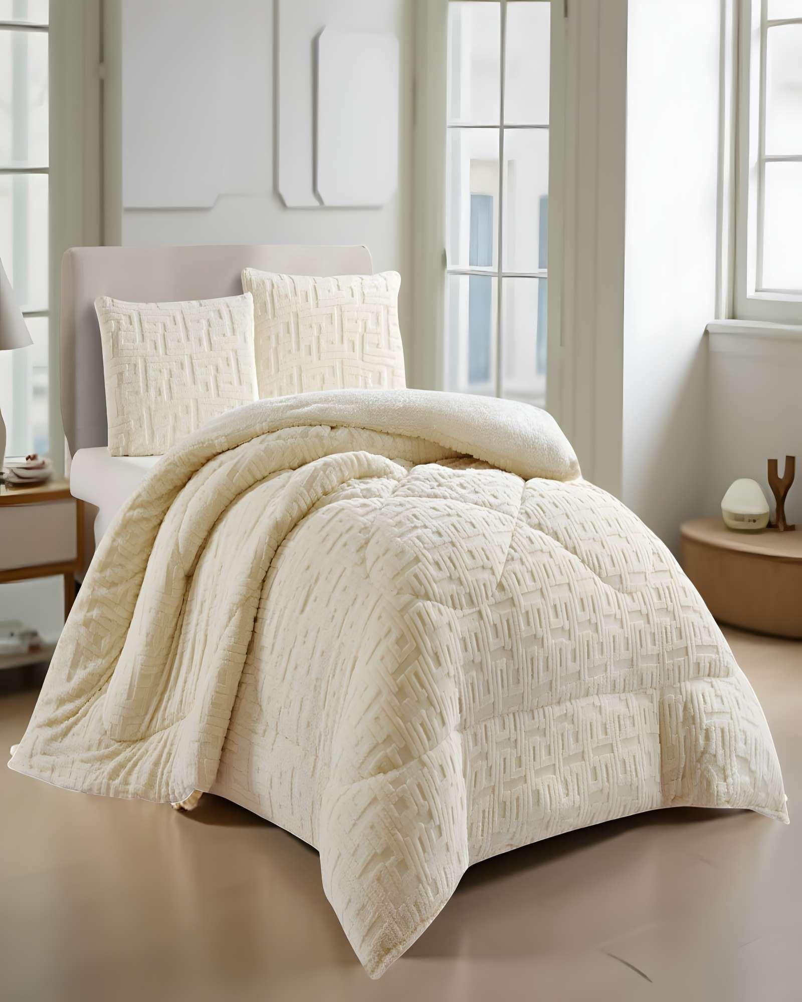 COBERTOR SHERPA TEXTURIZADO RH KING BLANCO INVIERNO-3