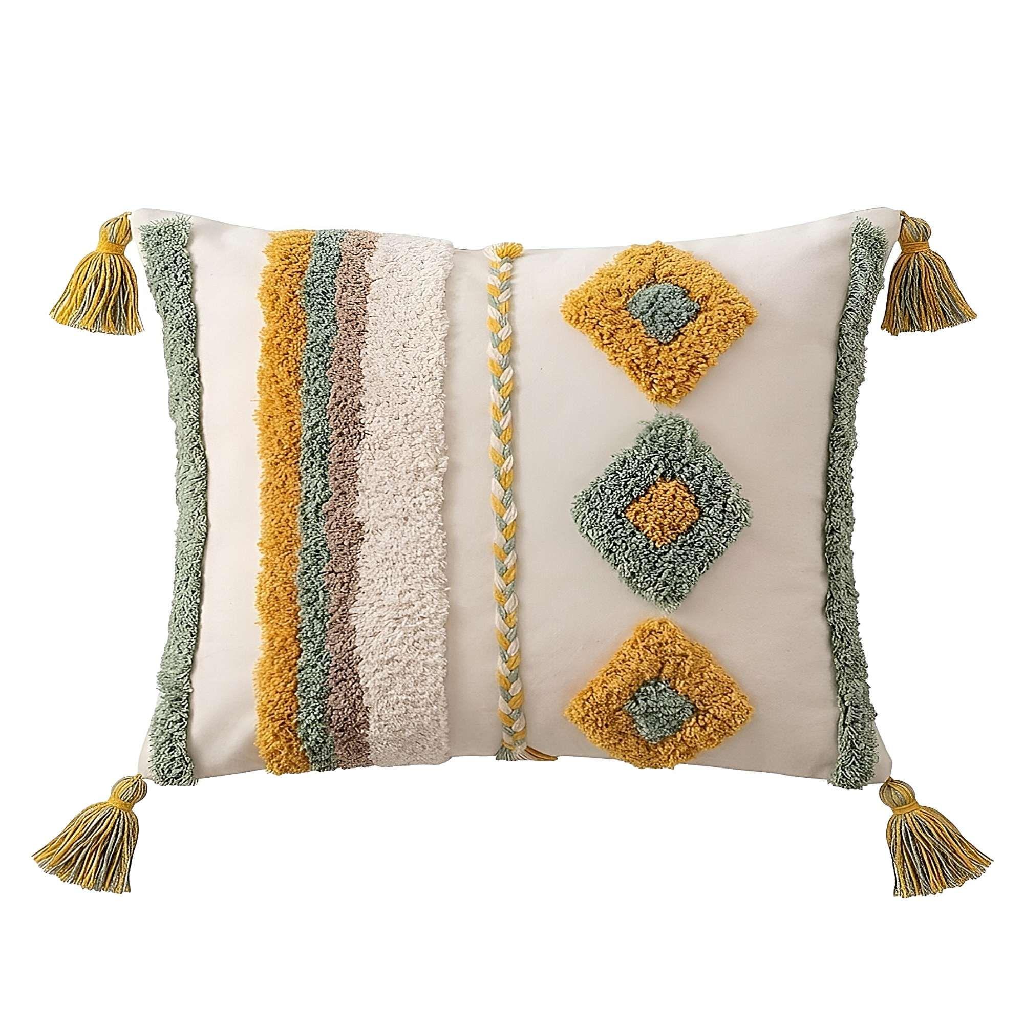 SET DE 2 FUNDAS DE COJIN BORDADA CON BORLAS 45X45 CM F15-1