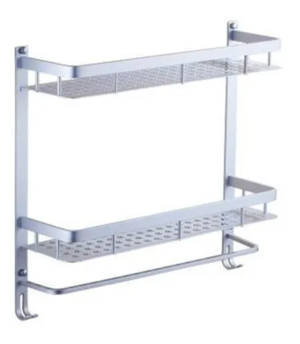 Repisa Esquinera de Baño Ducha Con Barra De Toallas 2 Niveles W-21288 Welife-0
