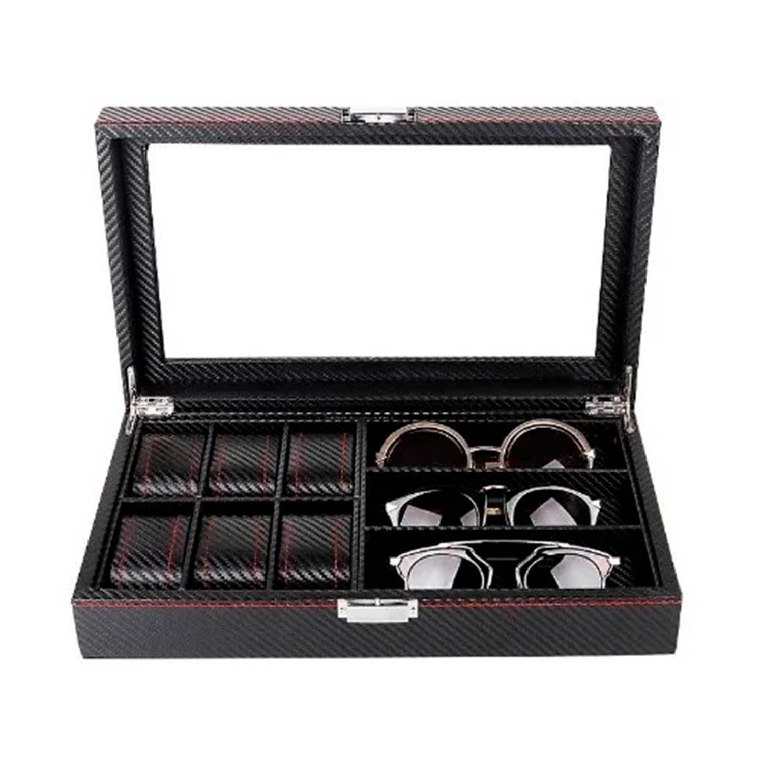 Organizador Relojes Y Lentes Gafas Exhibidor Ecocuero 36x21 W-27026 Welife-0