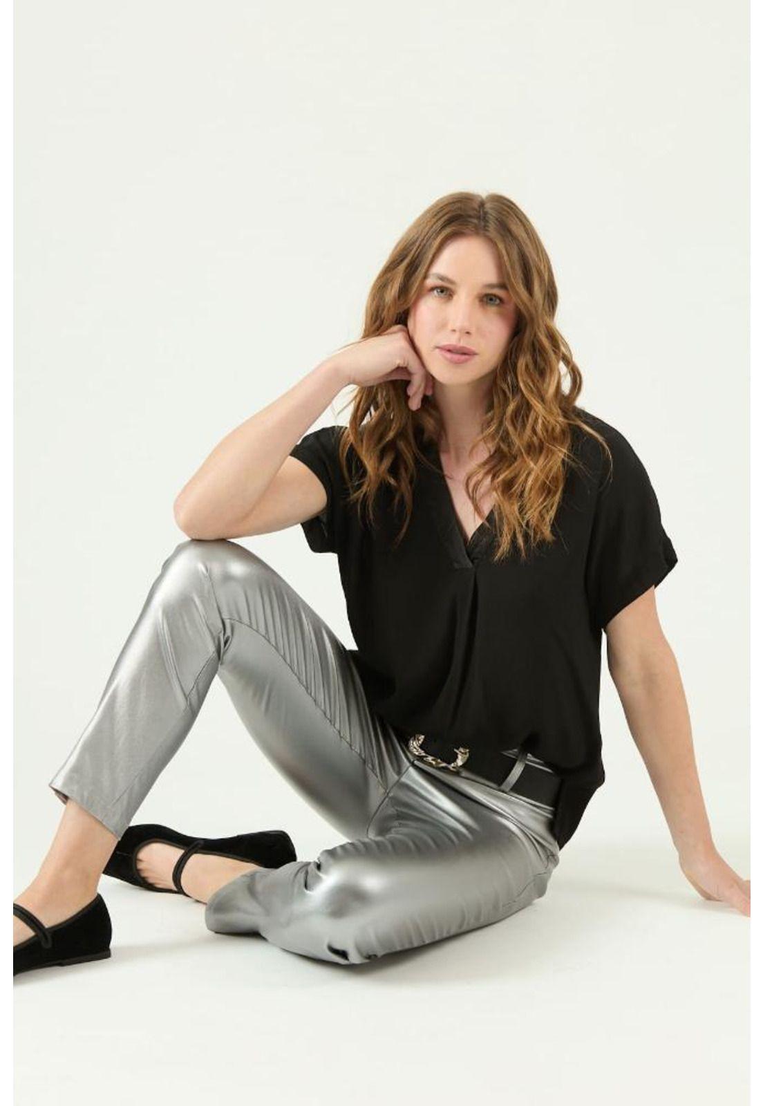 Pantalon de ecocuero skinny plata PRIVILEGE 1332-0