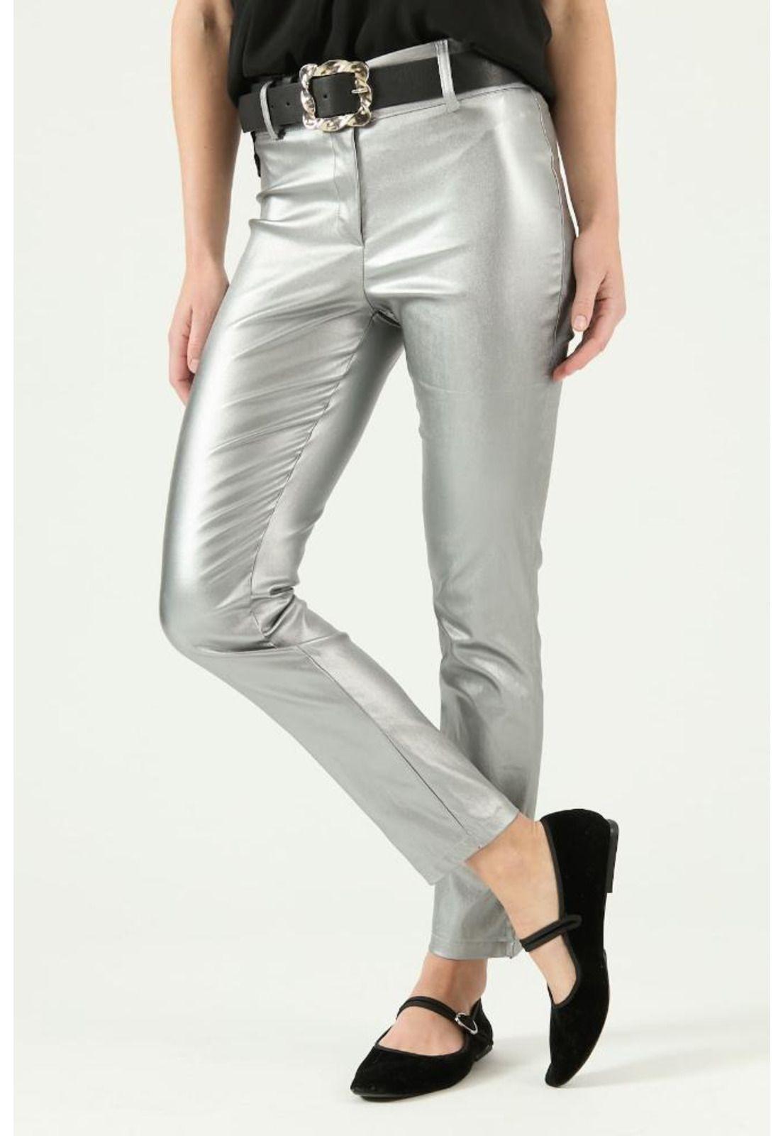 Pantalon de ecocuero skinny plata PRIVILEGE 1332-1
