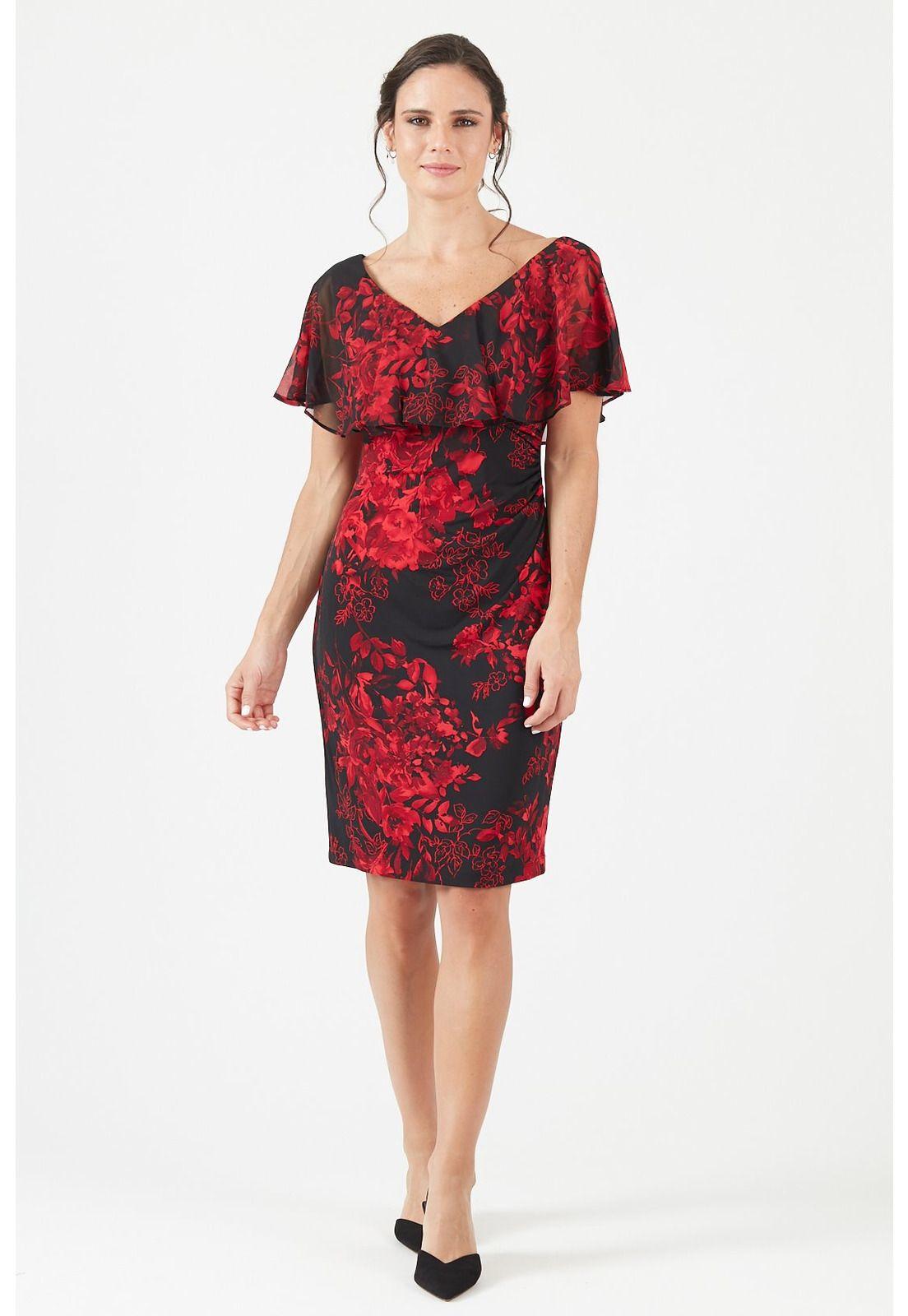 Vestido rojo estampado-0