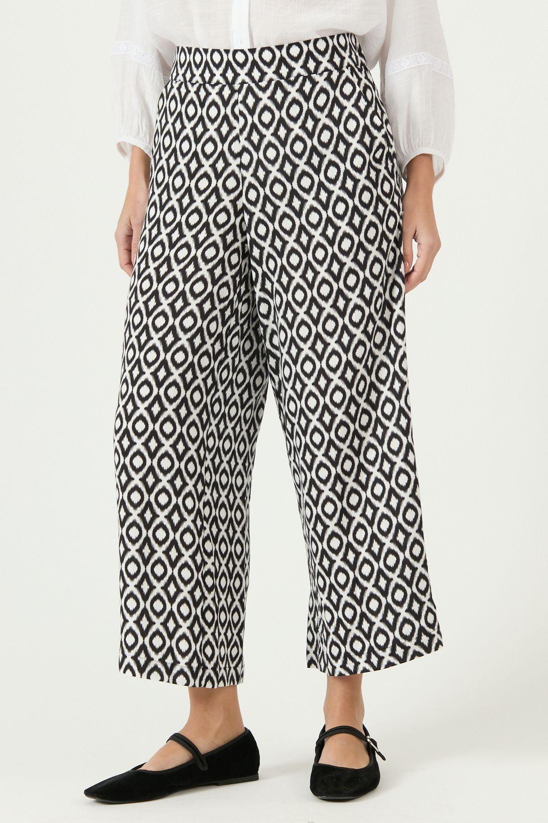 Pantalon Palazzo Estampado Negro Cod 2012405-1