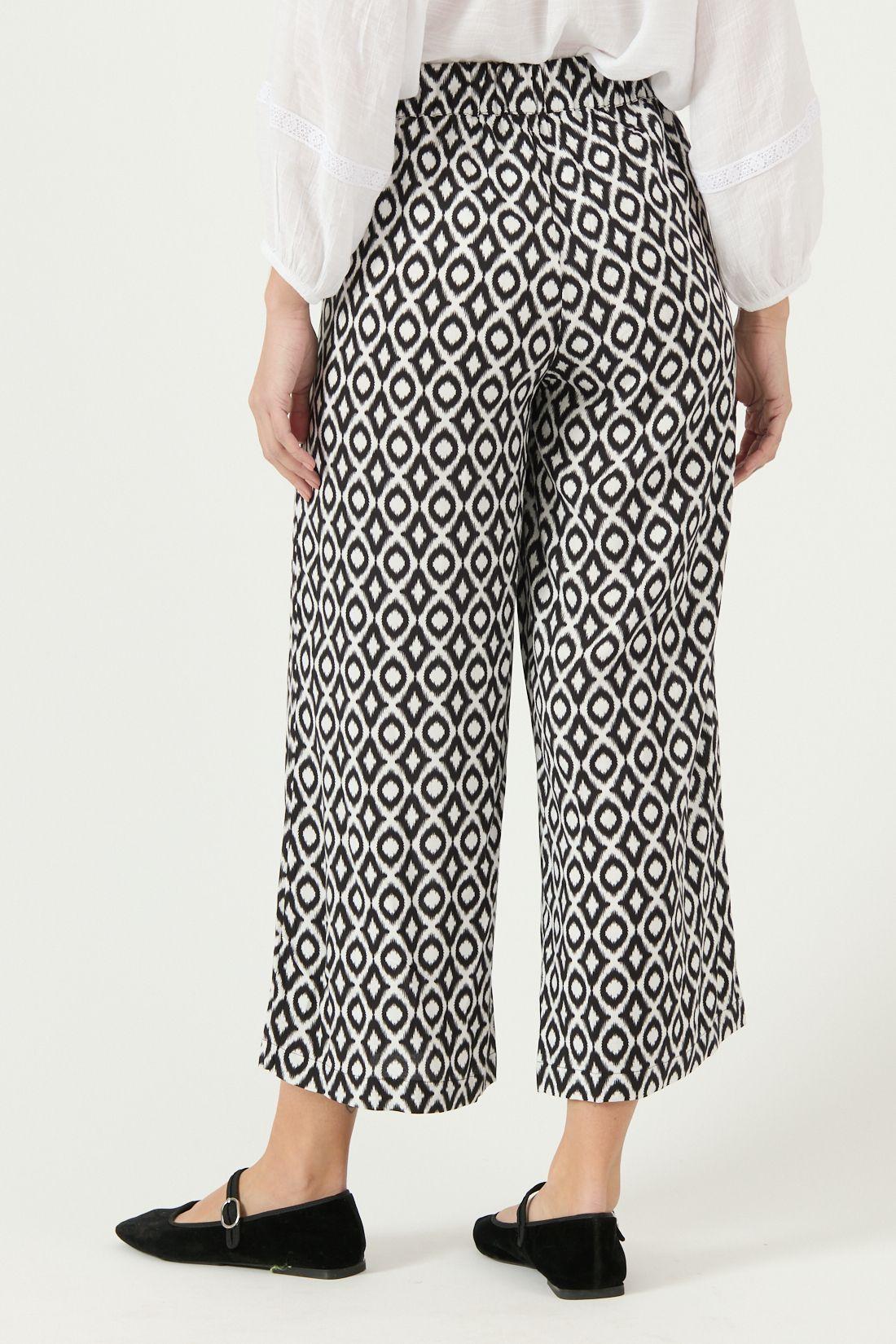 Pantalon Palazzo Estampado Negro Cod 2012405-2