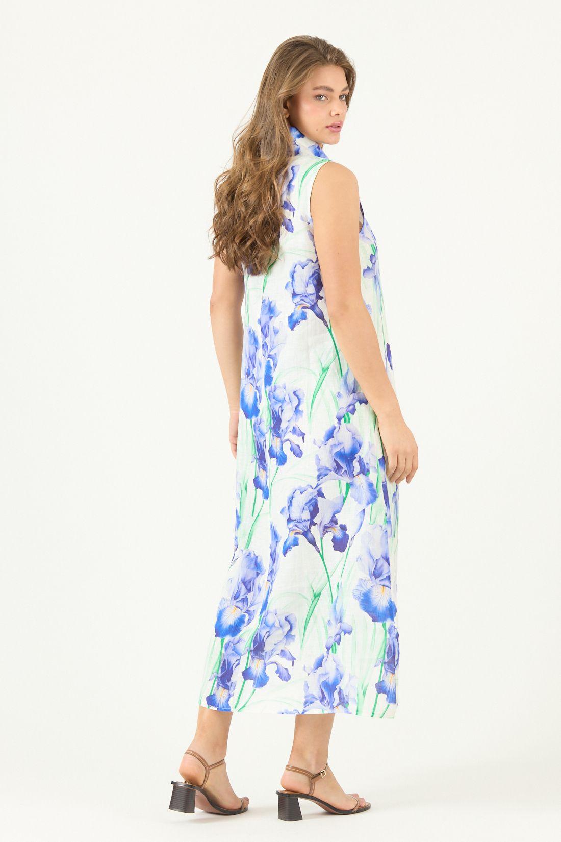 Vestido De Lino Estampado Morado Cod 4005545-4