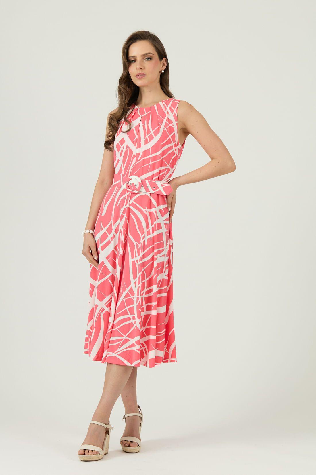 Vestido coral estampado 1377-0