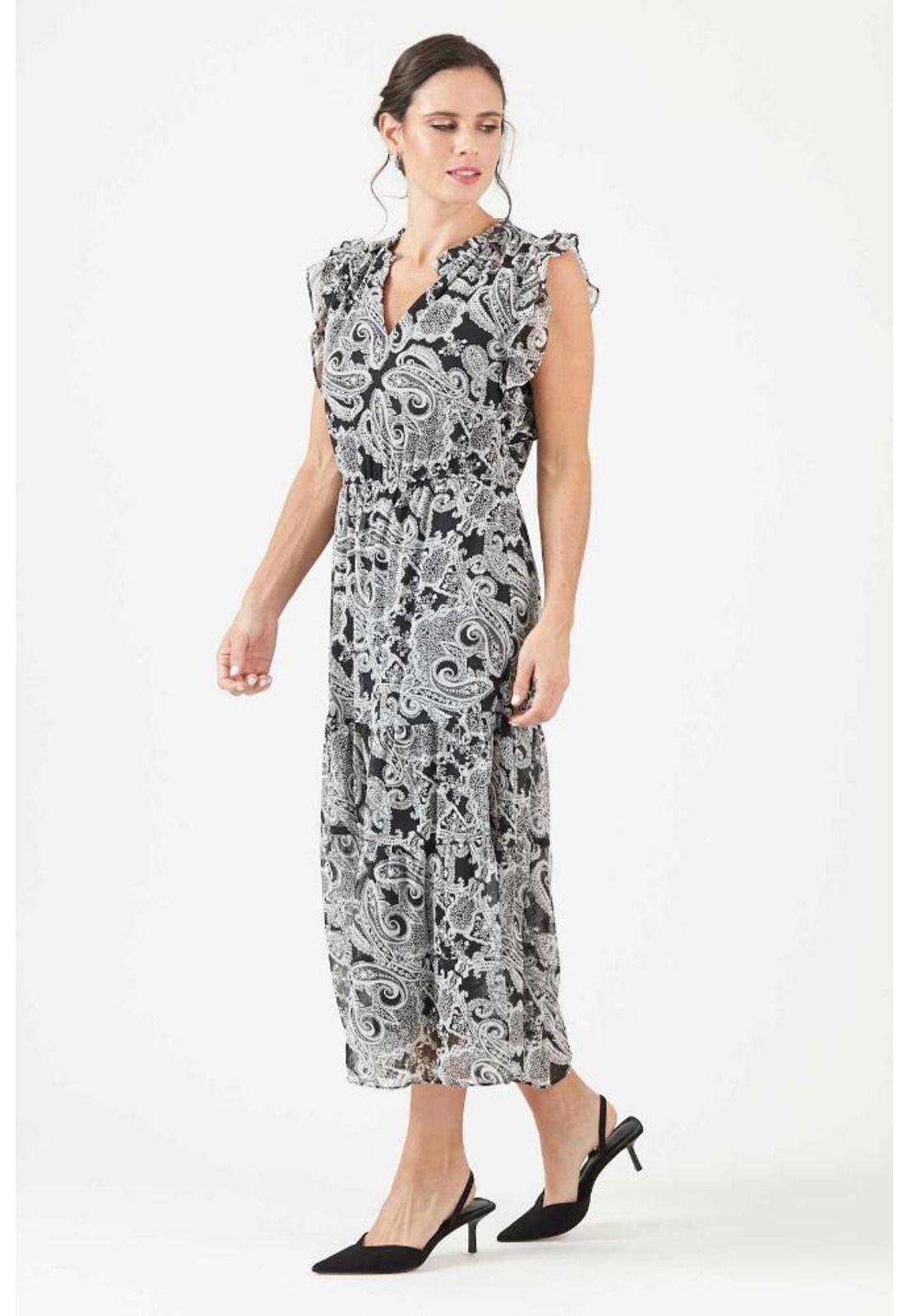 Vestido negro estampado PRIVILEGE 638-1