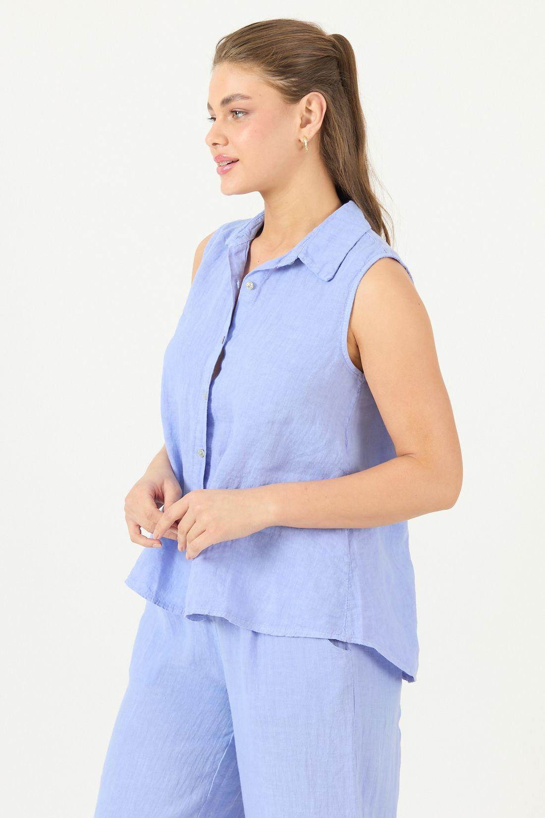 Blusa De Lino Lila Cod 4517425-3