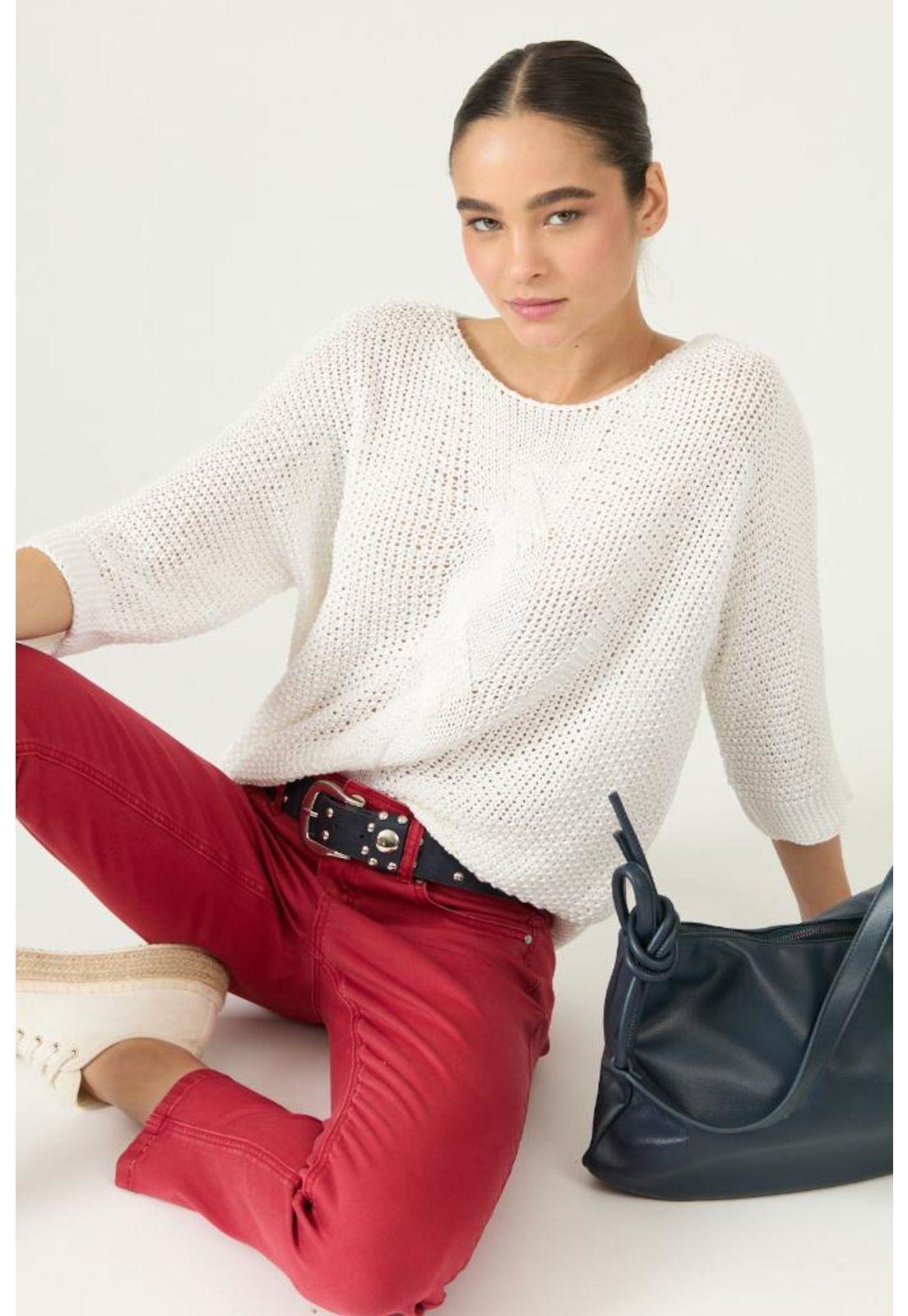 Sweater blanco trenzas PRIVILEGE 2971-1