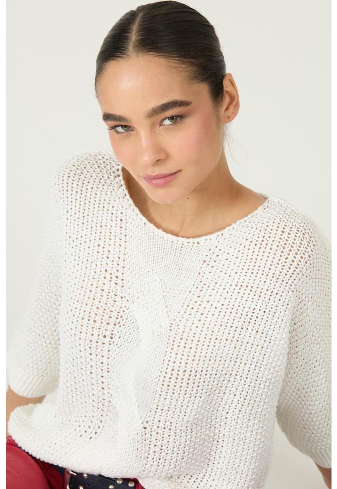 Sweater blanco trenzas PRIVILEGE 2971-2