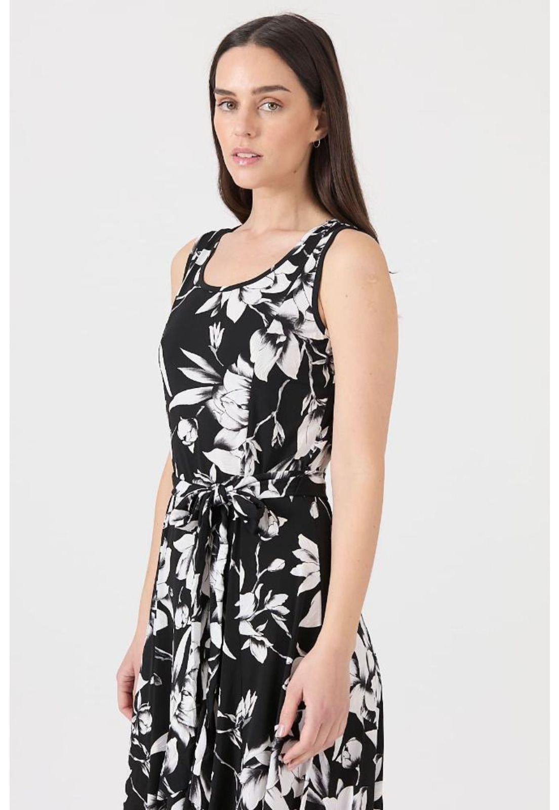 Vestido negro flores PRIVILEGE 1436-1