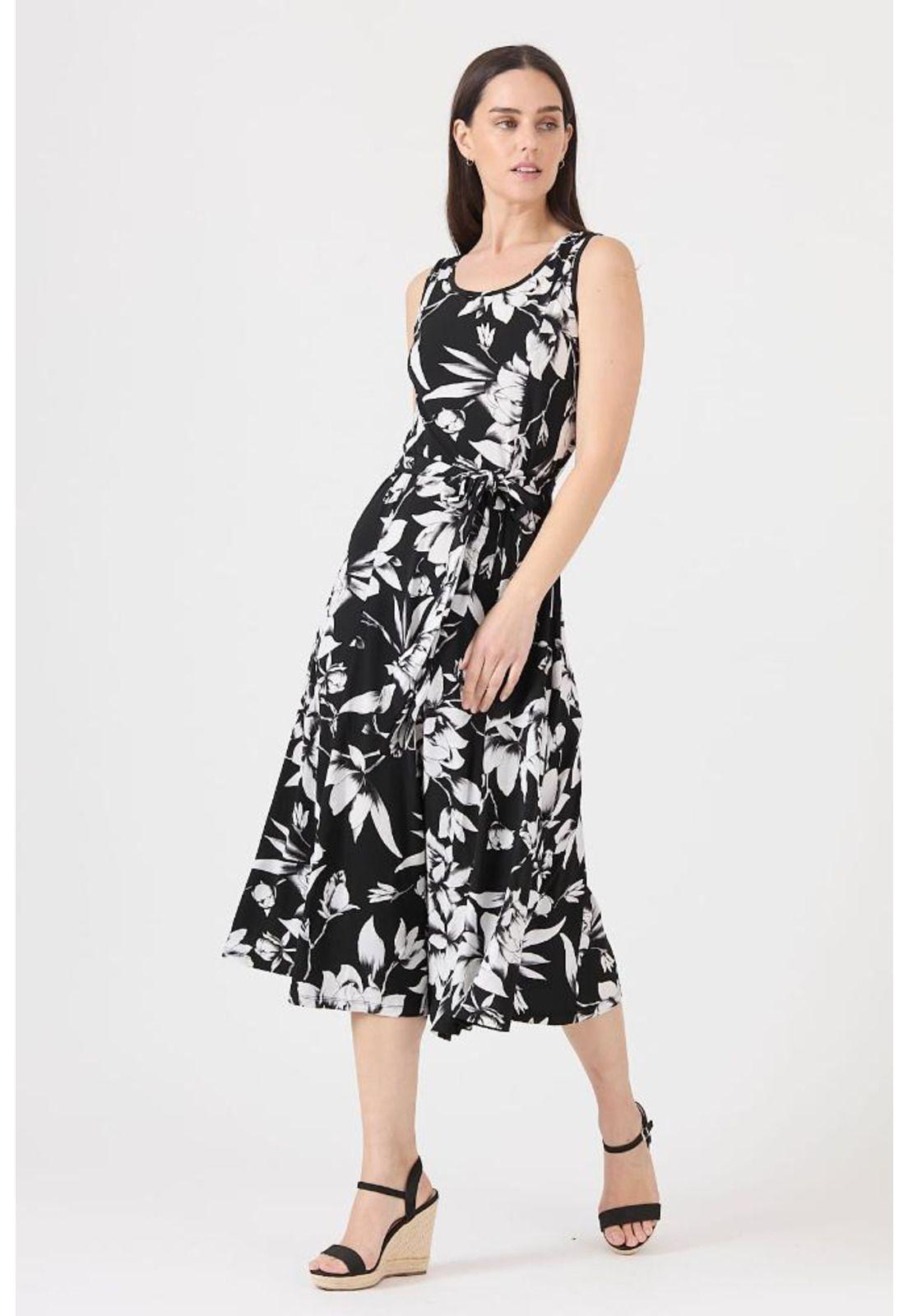 Vestido negro flores PRIVILEGE 1436-2