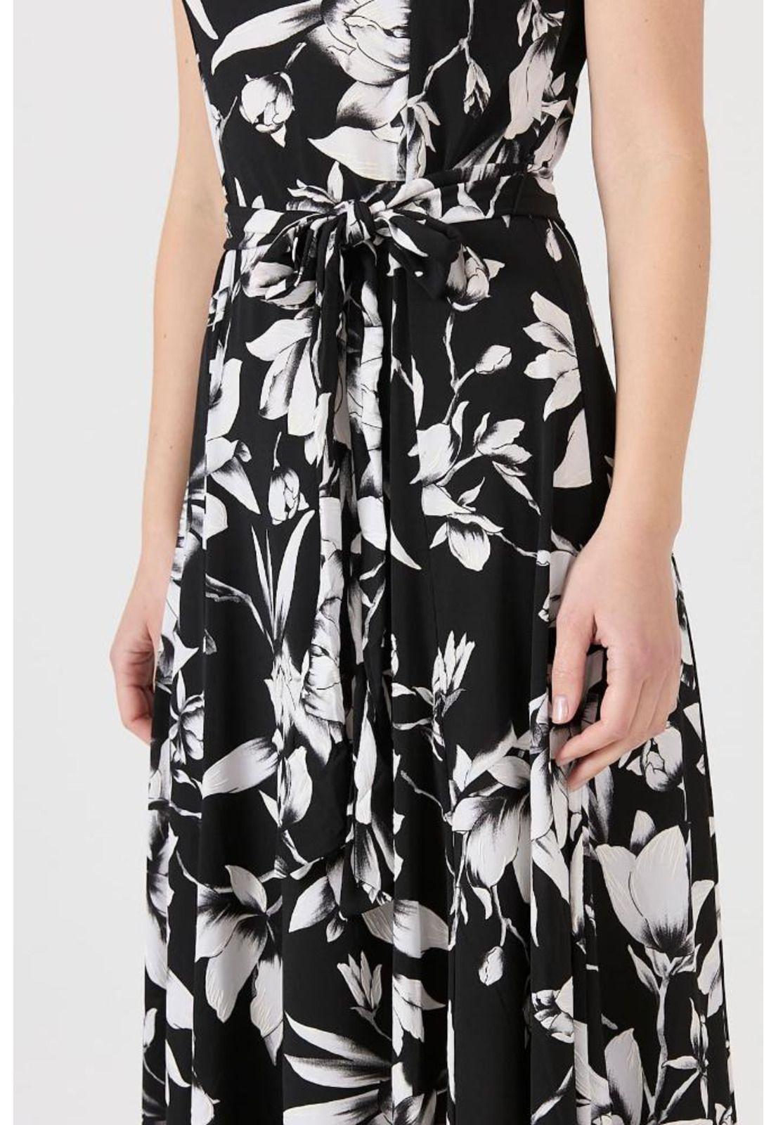 Vestido negro flores PRIVILEGE 1436-3