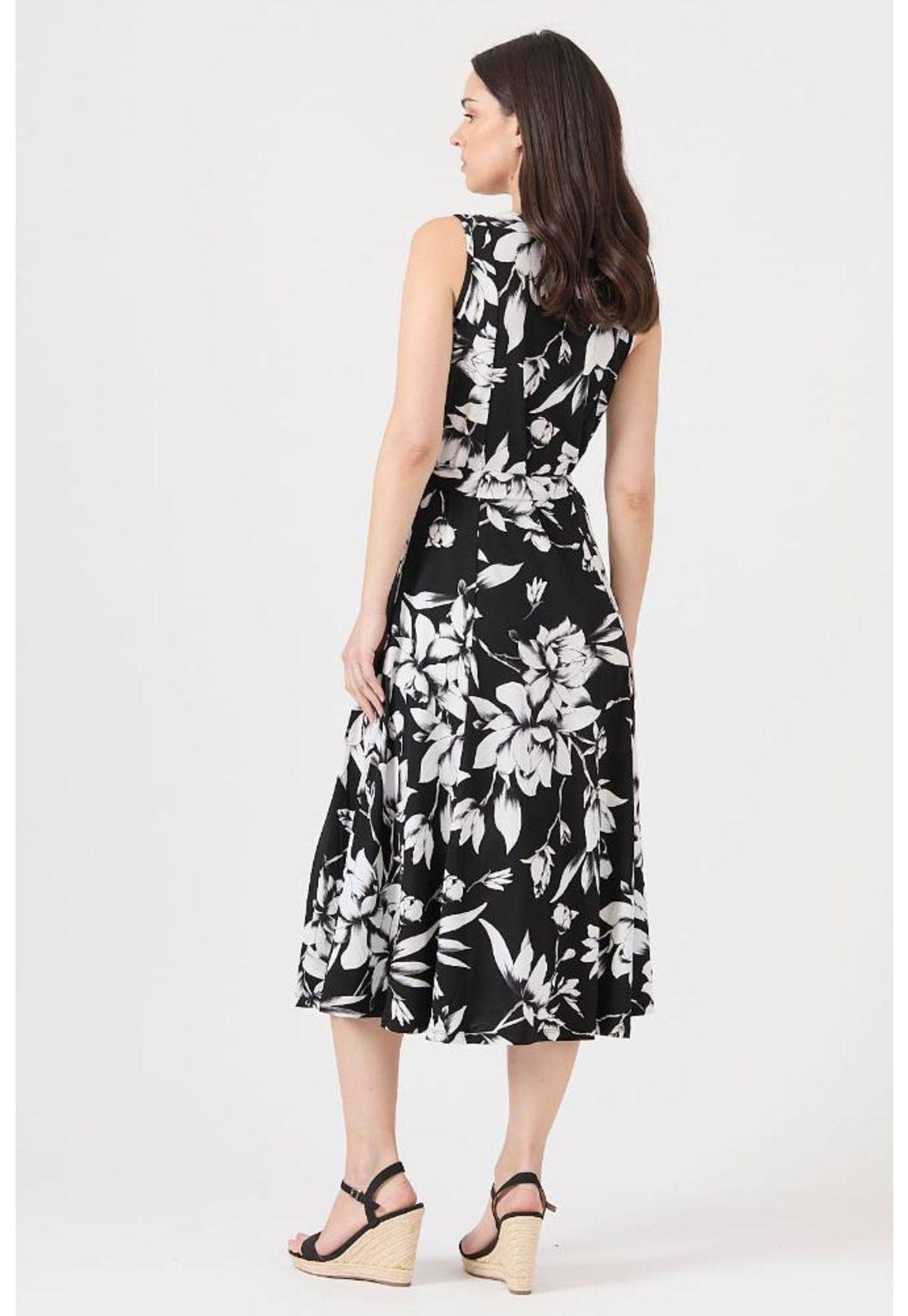 Vestido negro flores PRIVILEGE 1436-4