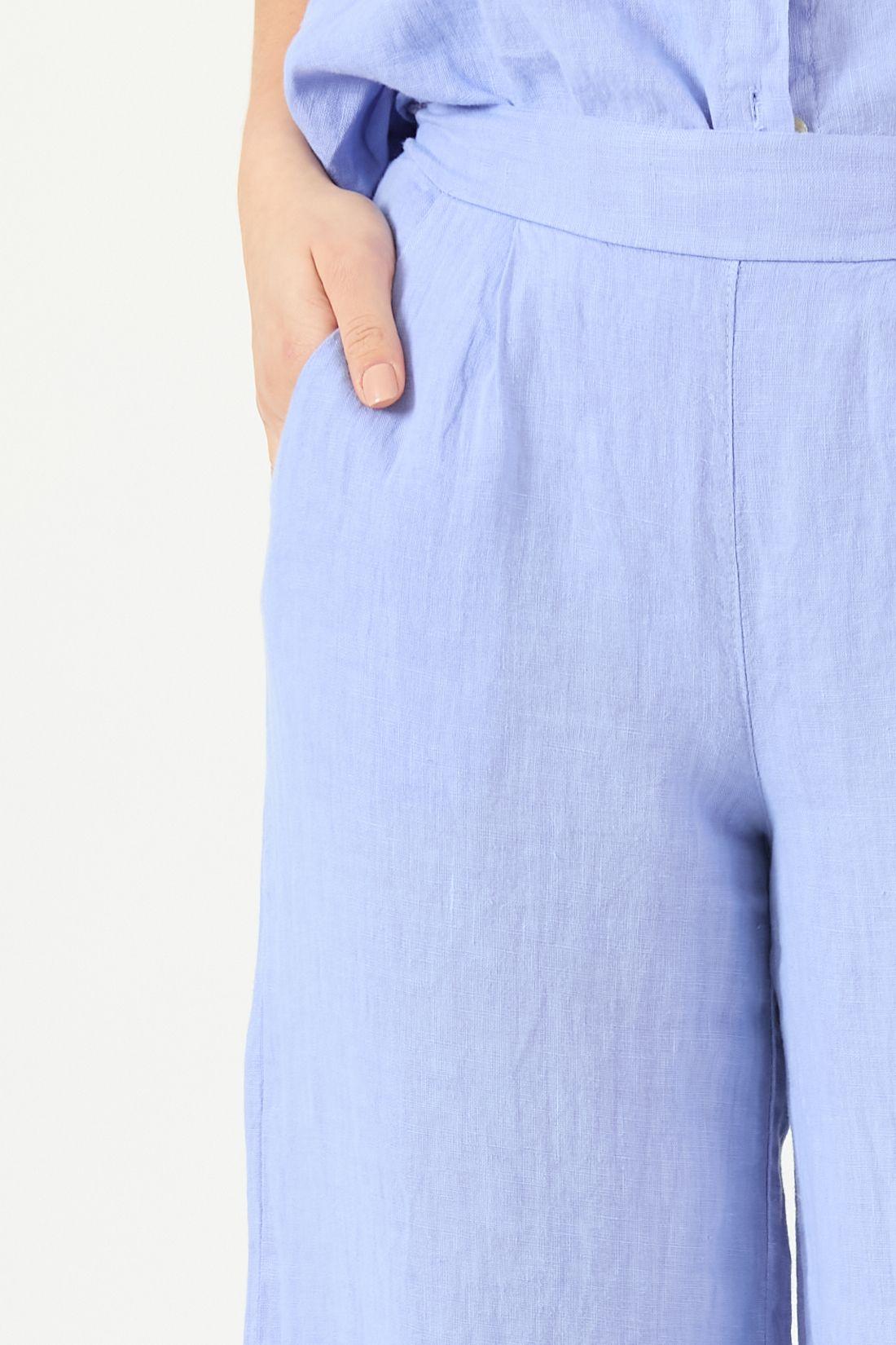 Pantalon De Lino Palazzo Lila Cod 2013325-2