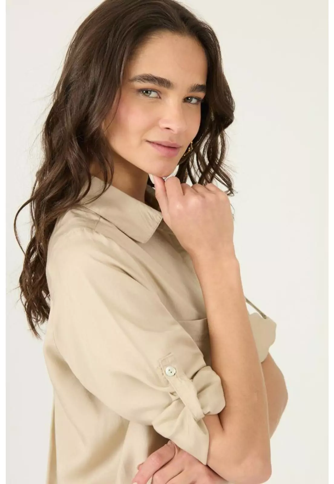 Blusa de lyocell beige PRIVILEGE 2911-1