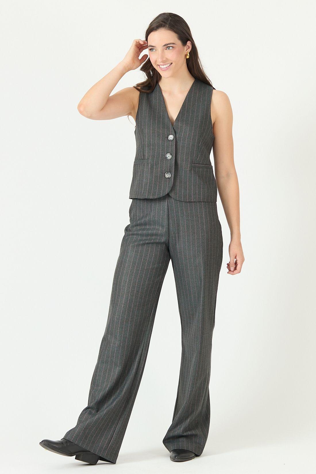 Pantalon wide leg gris rayas 2263-1