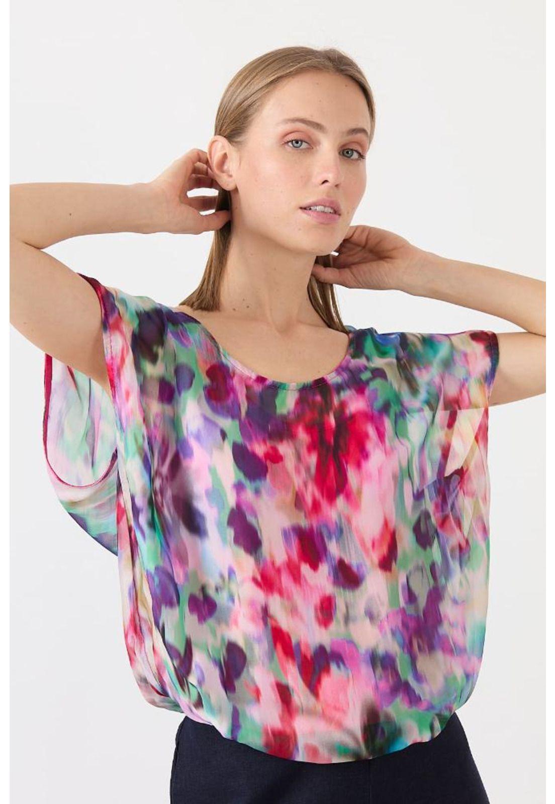 Blusa con seda multicolor estampada PRIVILEGE 1443-1