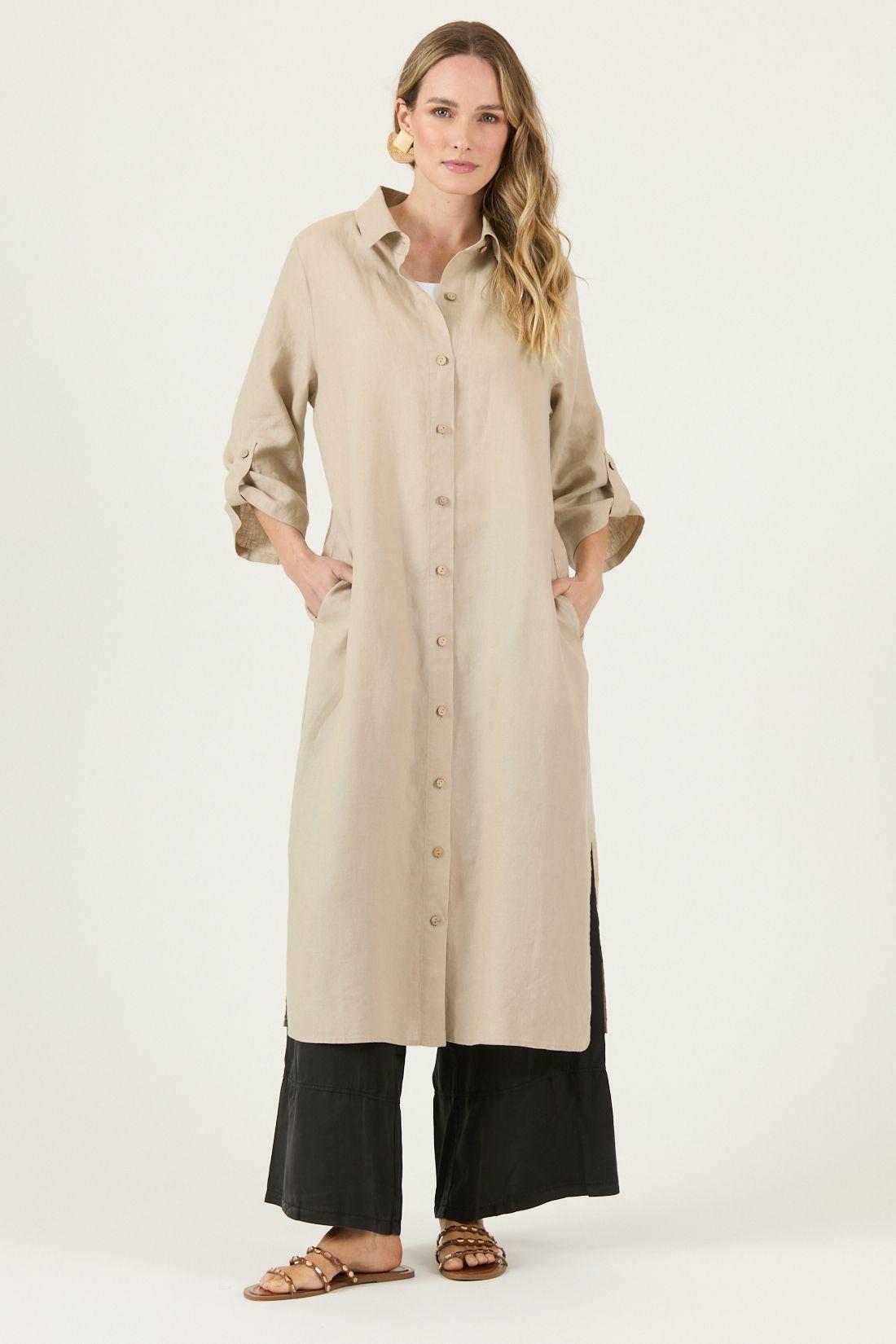 Vestido De Lino Beige Cod 4005325-2