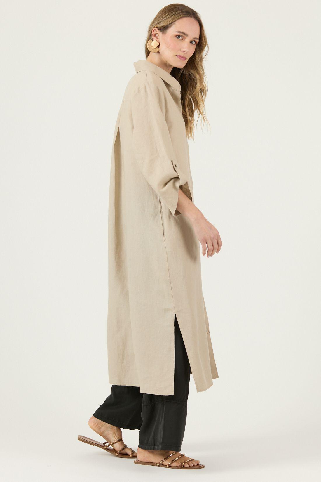 Vestido De Lino Beige Cod 4005325-3