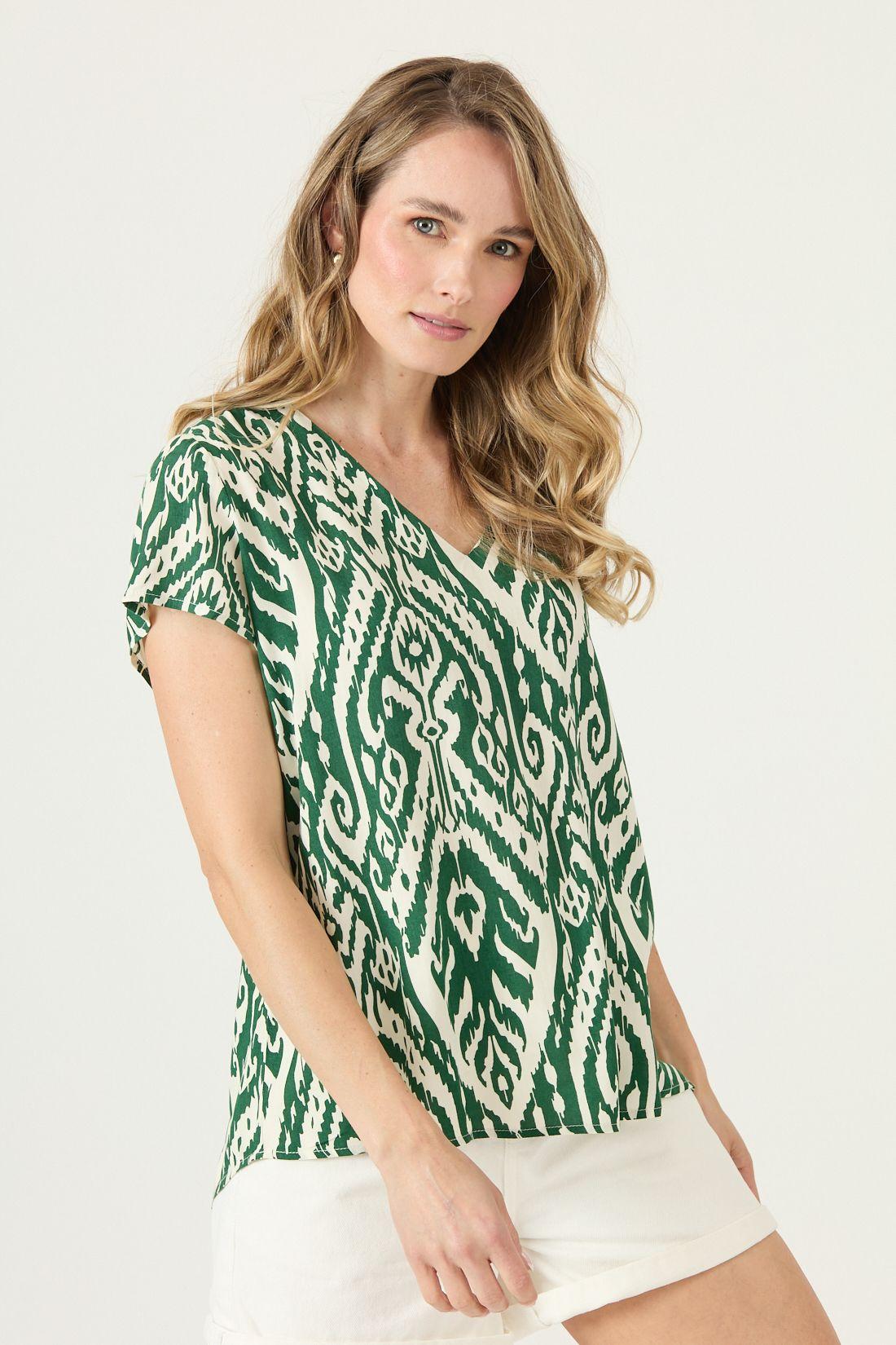 Blusa Estampada Verde Cod 4516665-1