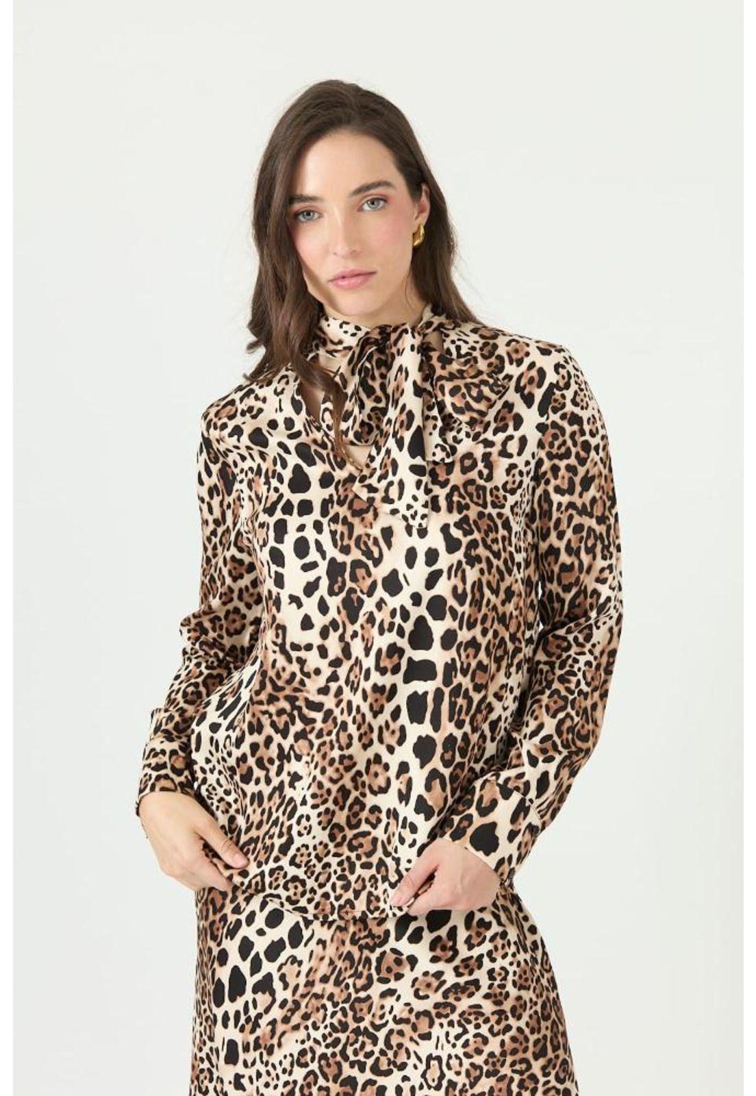 Blusa cafe animal print PRIVILEGE 2384-3