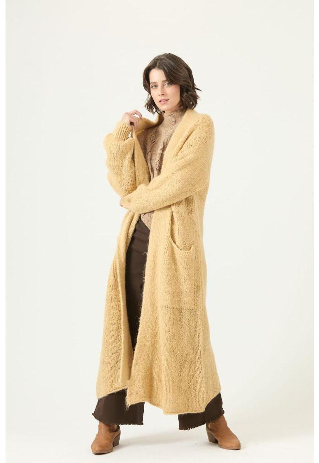 Tapado con mohair tejido beige PRIVILEGE 2769-1
